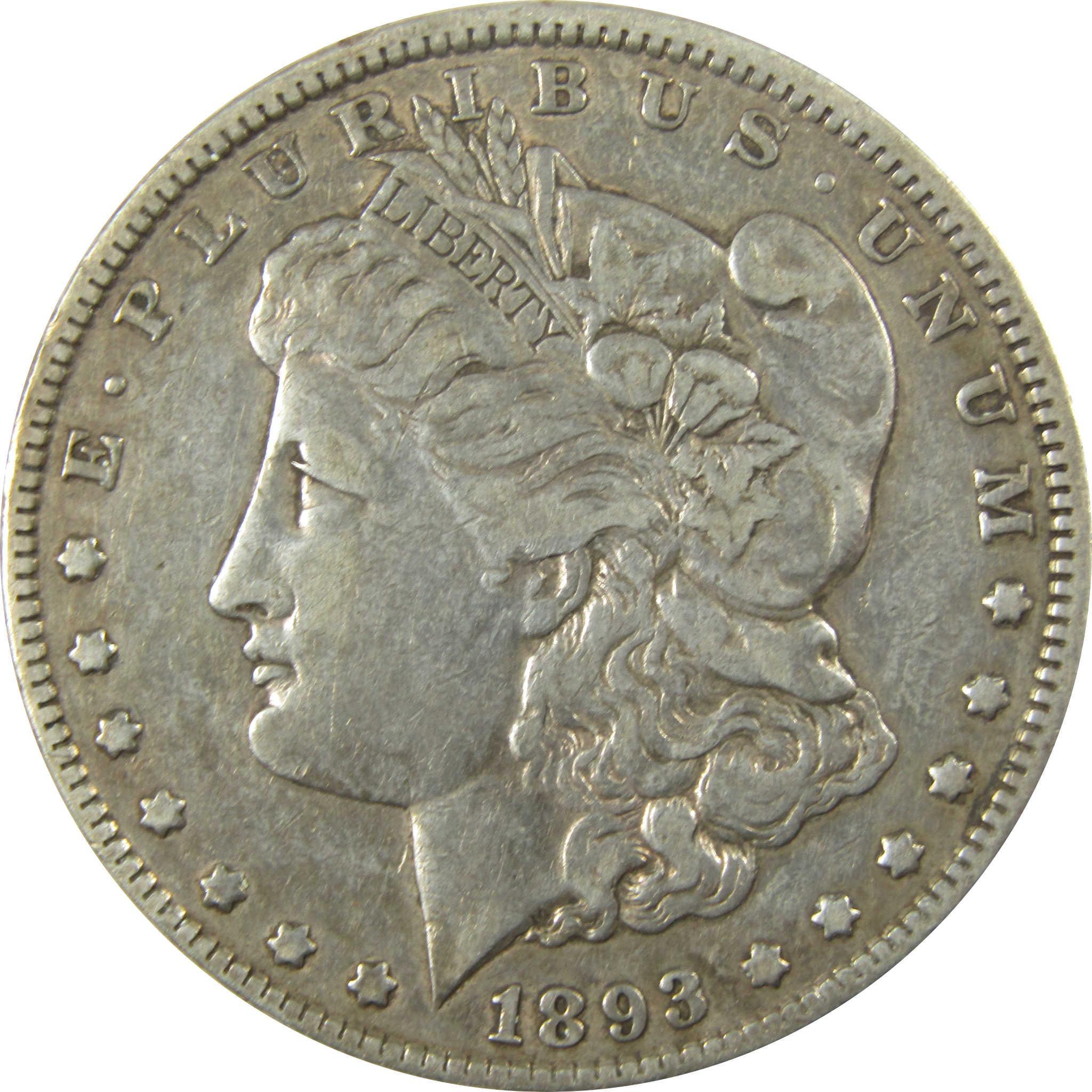 1893 Morgan Silver Dollar VF Very Fine $1 Coin Collectible SKU:I25123 - Morgan coin - Morgan silver dollar - Morgan silver dollar for sale - Profile Coins & Collectibles