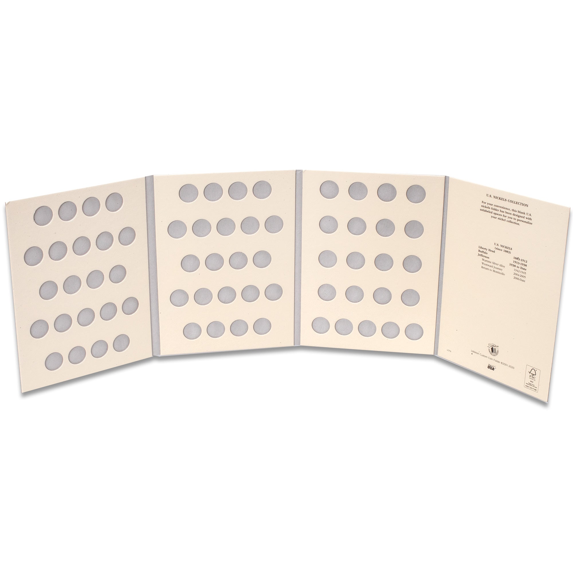 Blank U.S Nickel Folder Littleton Coin Company