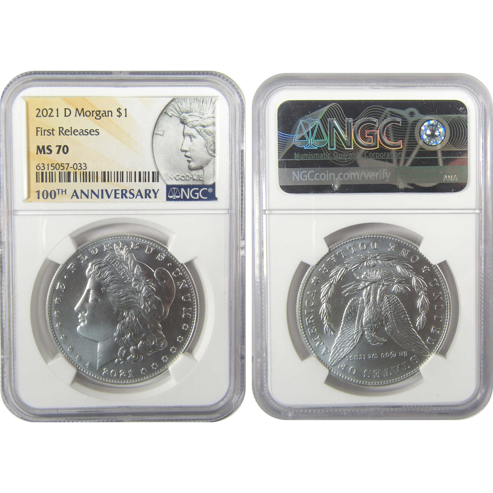 2021 Morgan & Peace Dollar 6 Coin Set MS 70 NGC 1st Release SKU:I19699