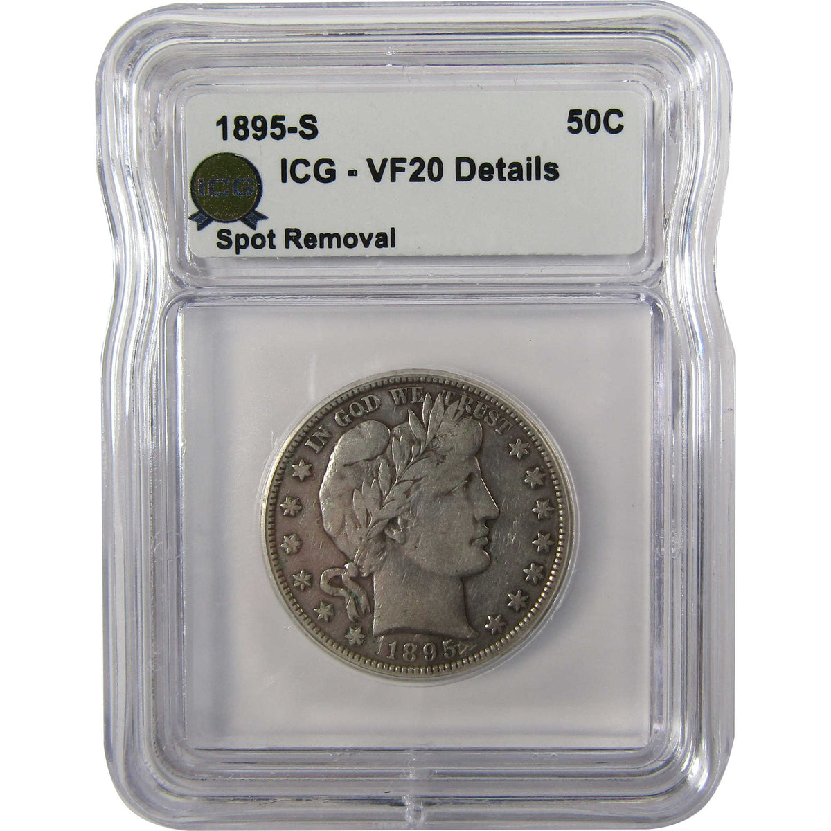 1895 S Barber Silver Half Dollar VF 20 Details ICG 50c Coin SKU:I29191