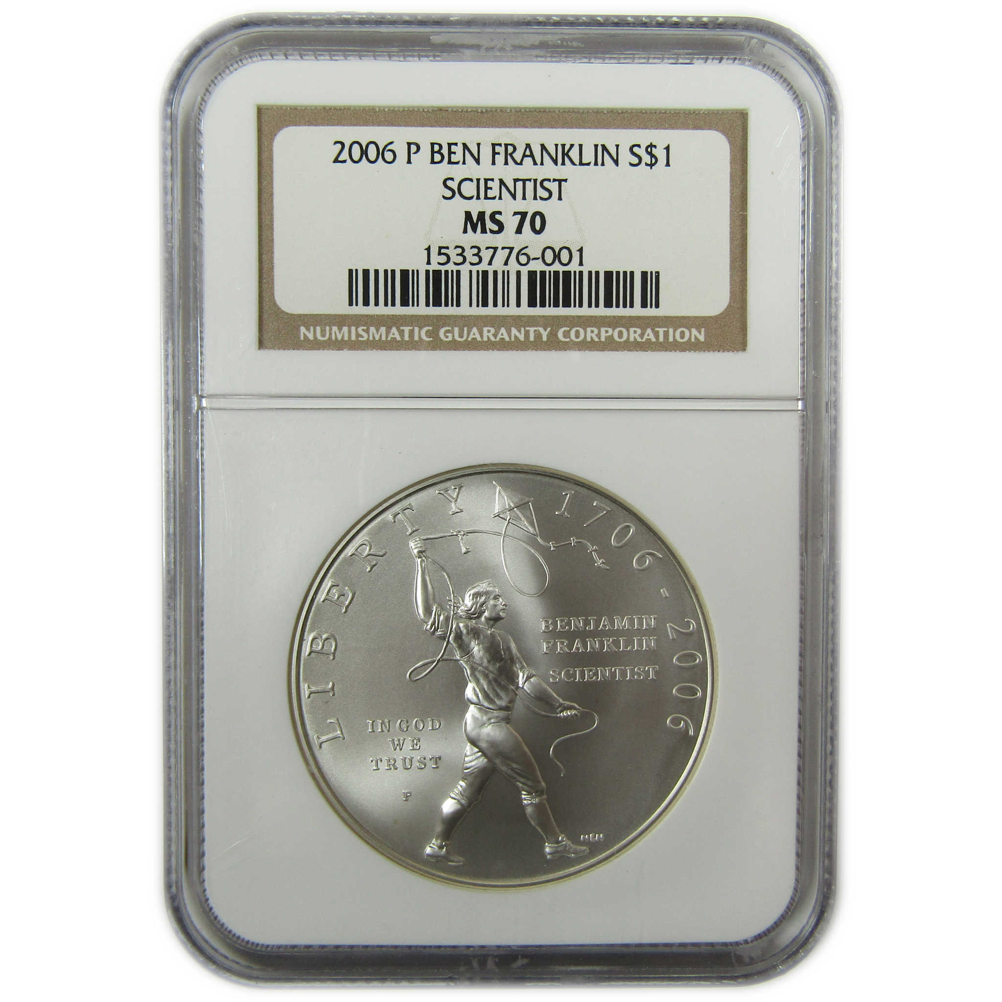 2006 P Franklin Tercentenary Scientist Silver $1 MS 70 NGC SKU:CP1655