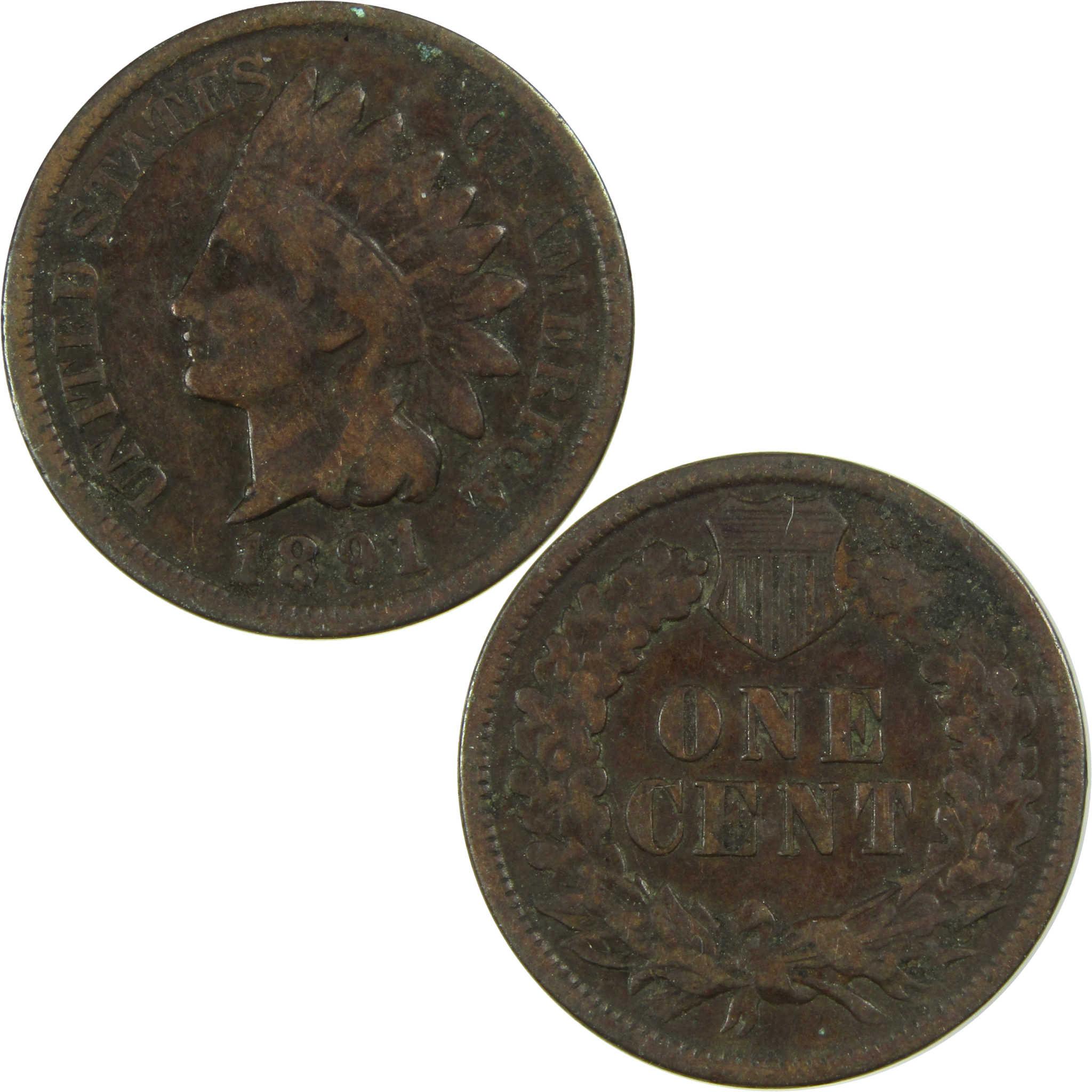 1891 Indian Head Cent G Good Penny 1c Coin SKU:I27017