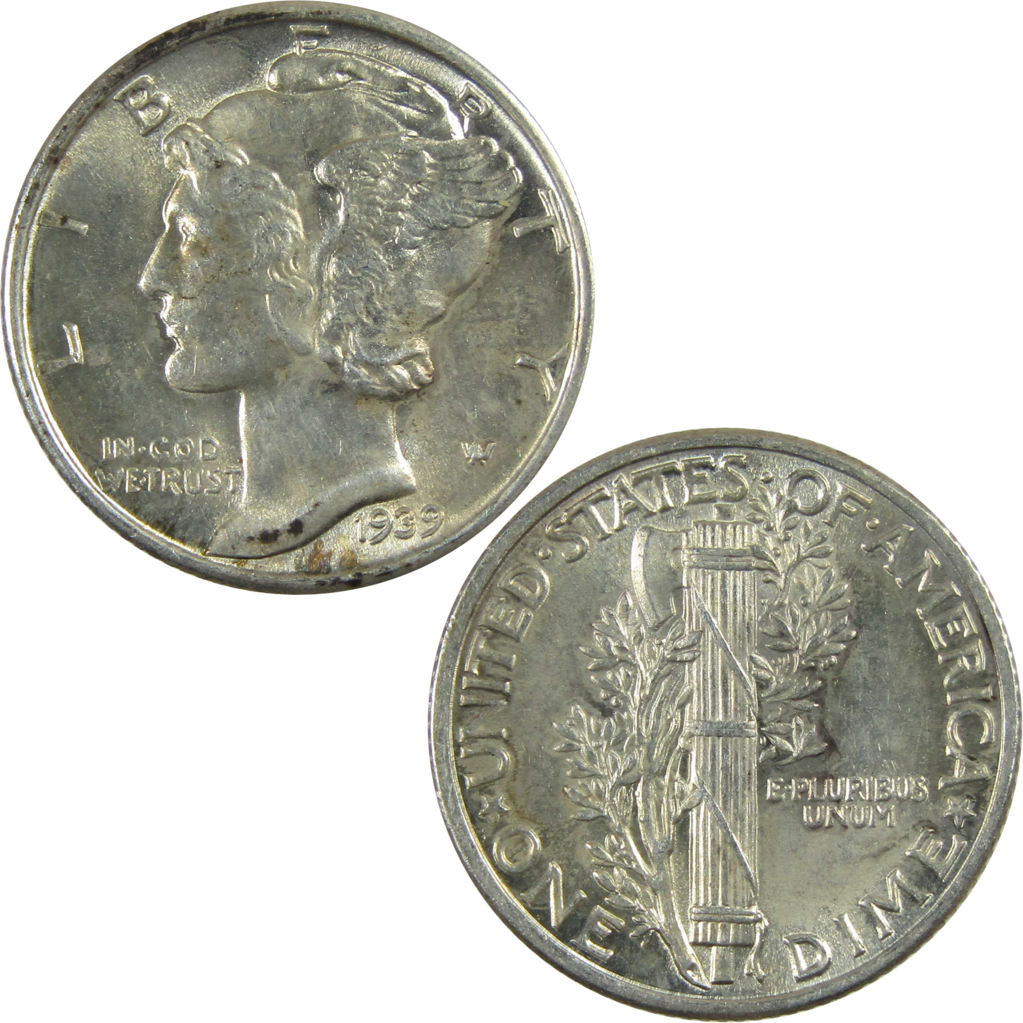 1939 Mercury Silver Dime AU About Uncirculated 10c Coin SKU:CP347