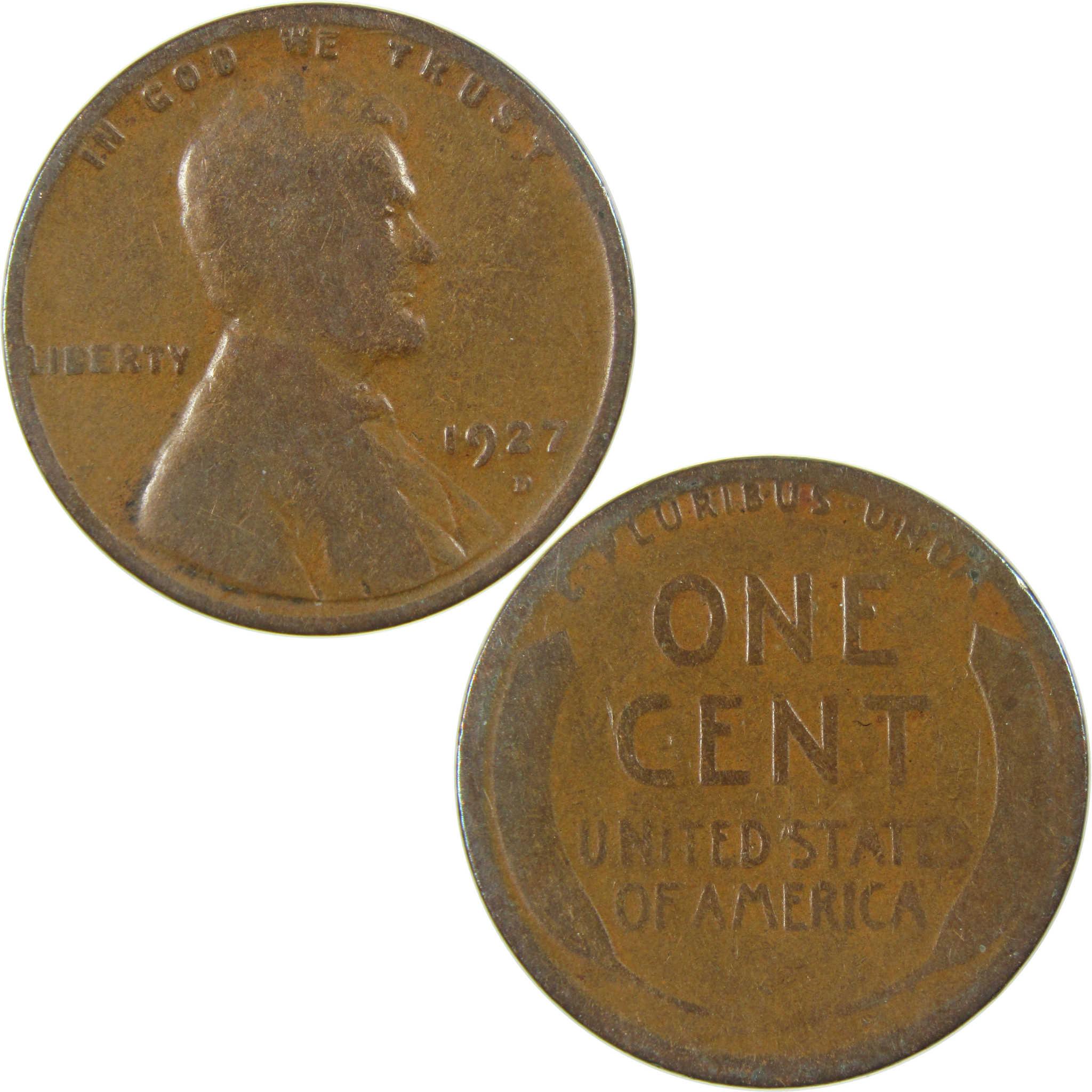 1927 D Lincoln Wheat Cent G Good Penny 1c Coin SKU:I27195