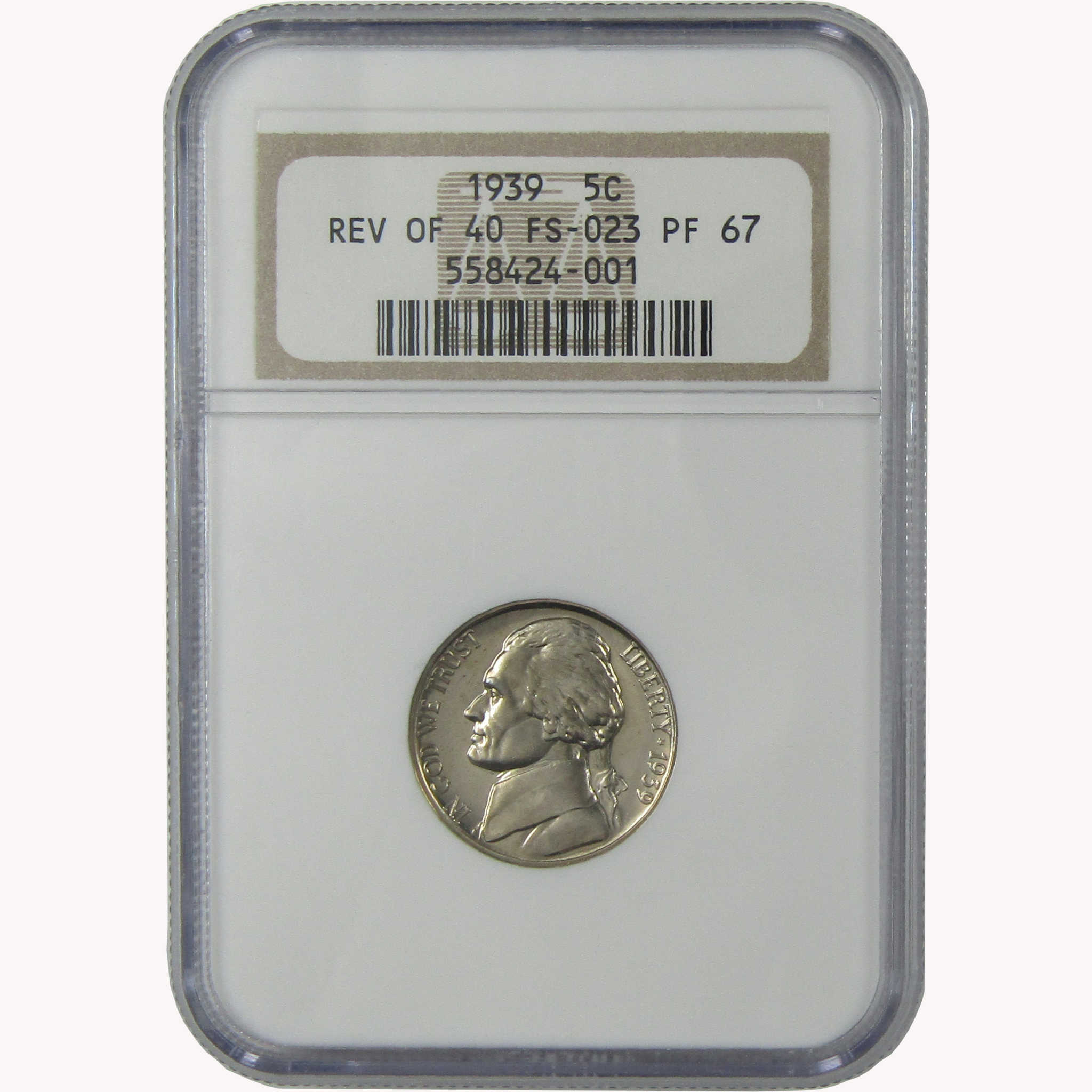 1939 Rev of 40 FS-023 Jefferson Nickel PF 67 NGC Proof SKU:I26427