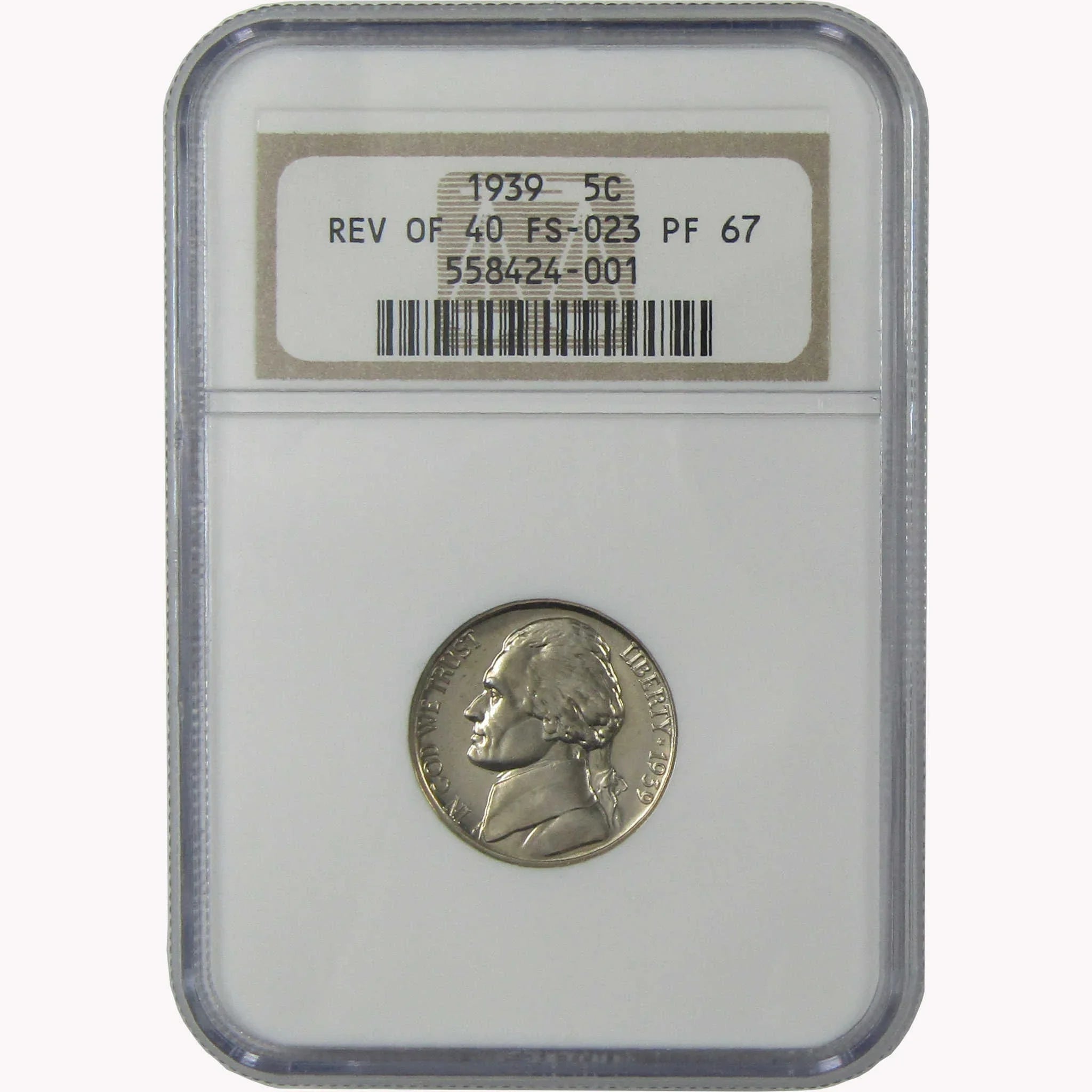 1939 Rev of 40 FS-023 Jefferson Nickel PF 67 NGC Proof SKU:I26427