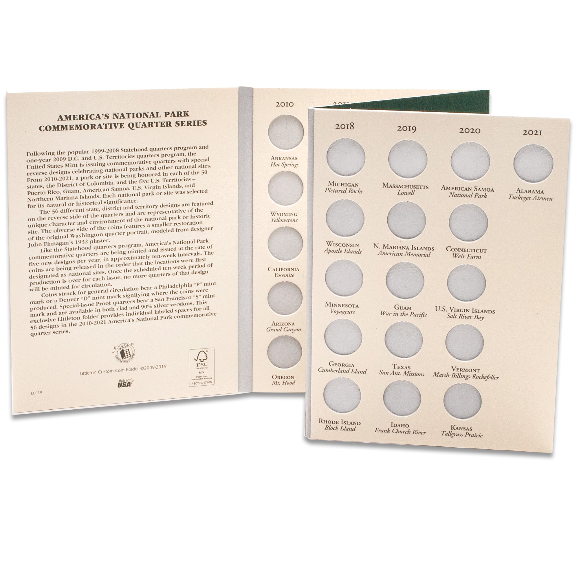 2010-2021 America's National Park Quarter Series Classic Folder