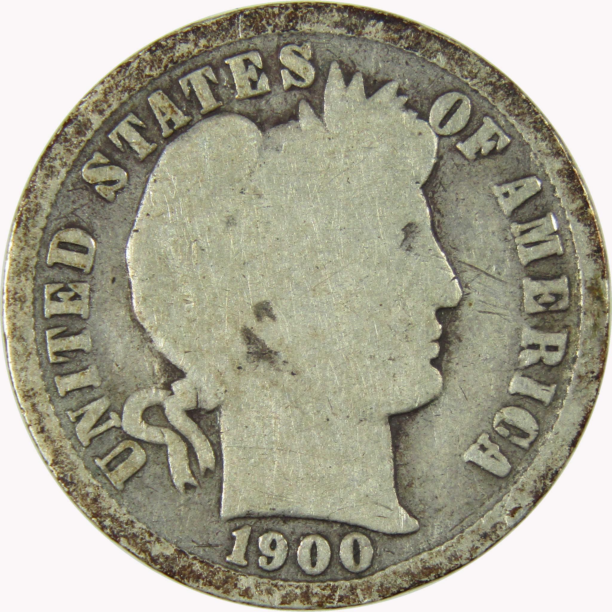 1900 O Barber Silver Dime AG About Good 10c Coin Collectible SKU:CP714