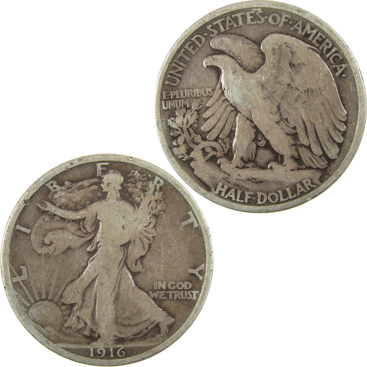 1916 Liberty Walking Silver 50c VG Very Good Details SKU:I29018