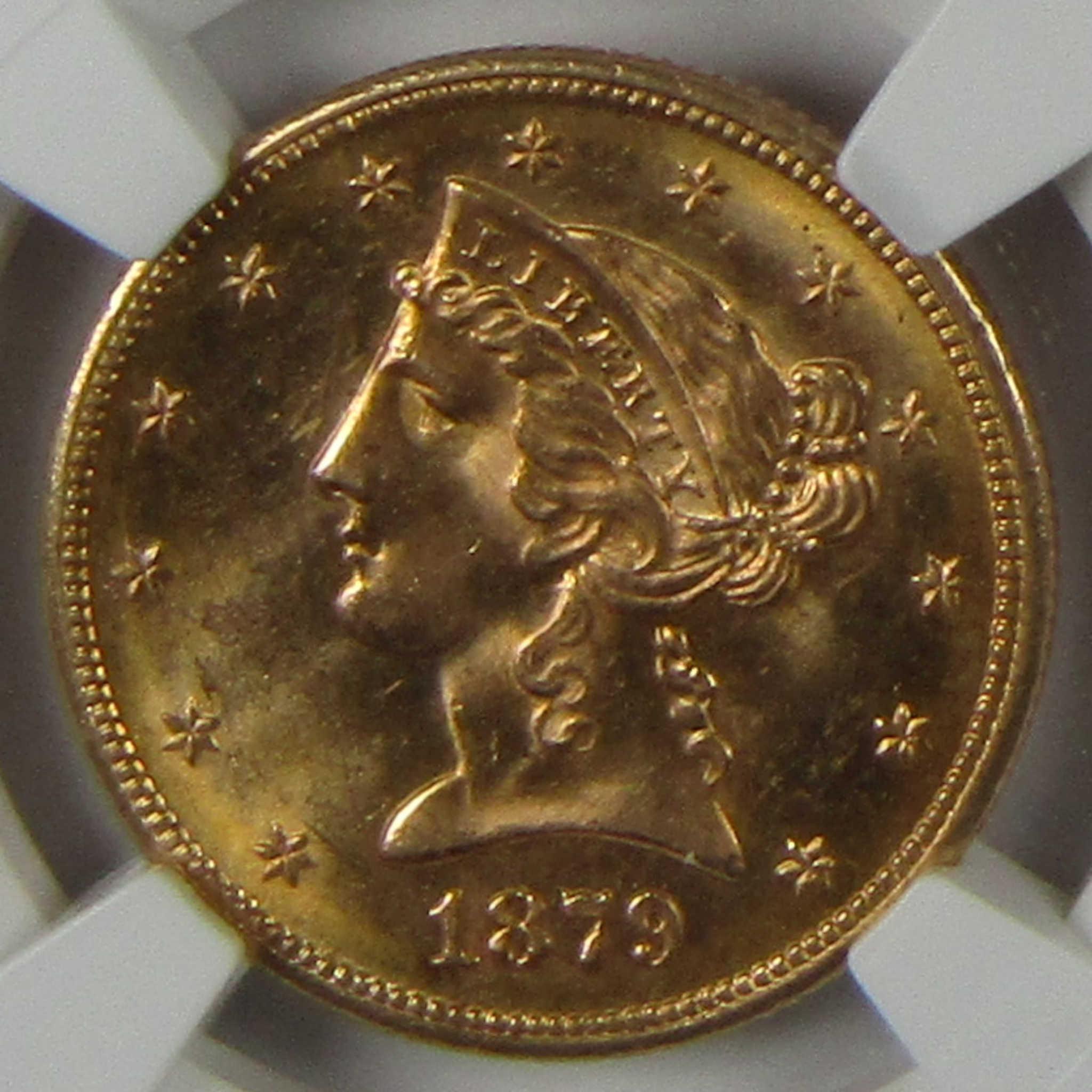 1879 S $5 Liberty Head Gold Half Eagle MS 64 NGC Coin SKU:CP1489