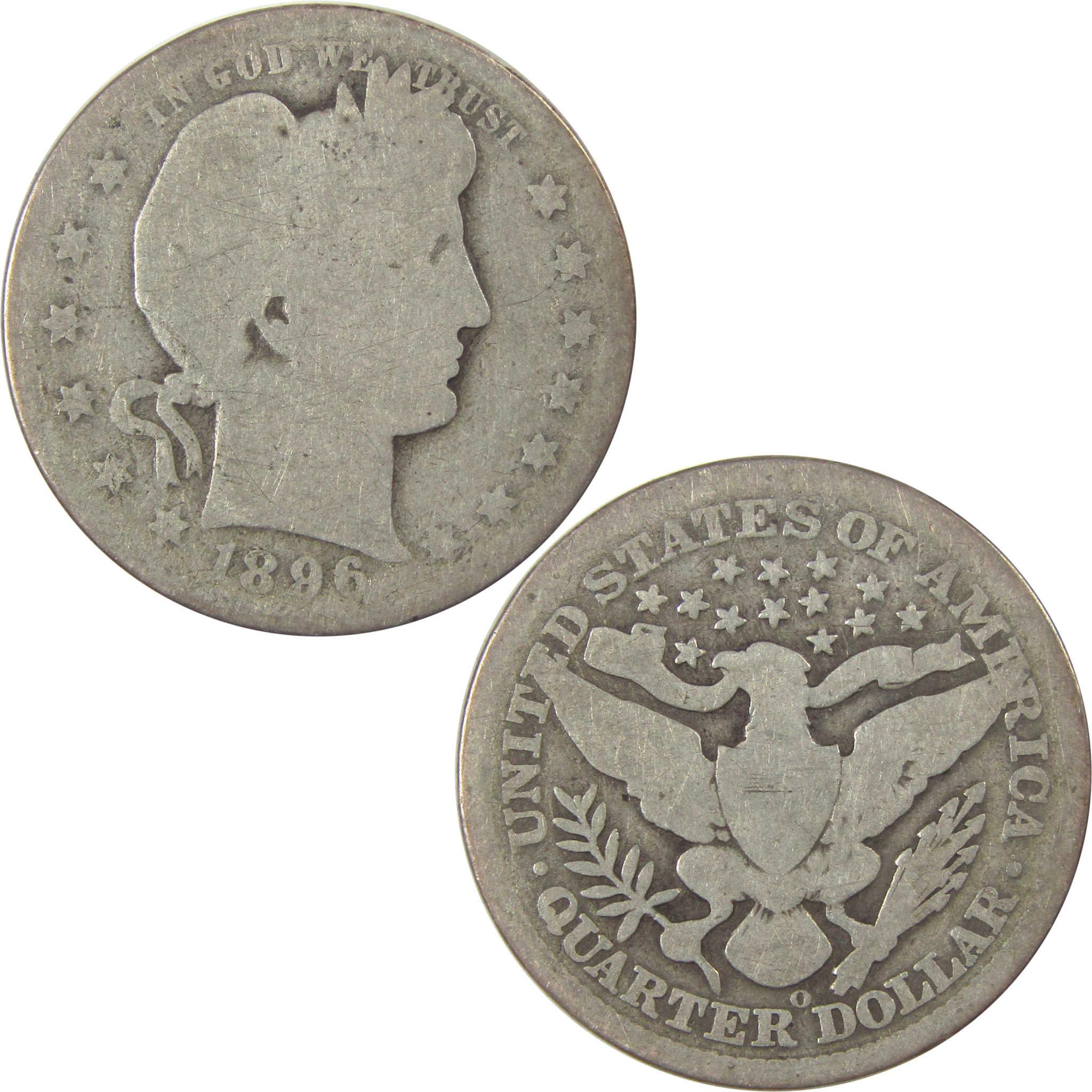 1896 O Barber Quarter AG About Good Silver 25c Coin SKU:I21880