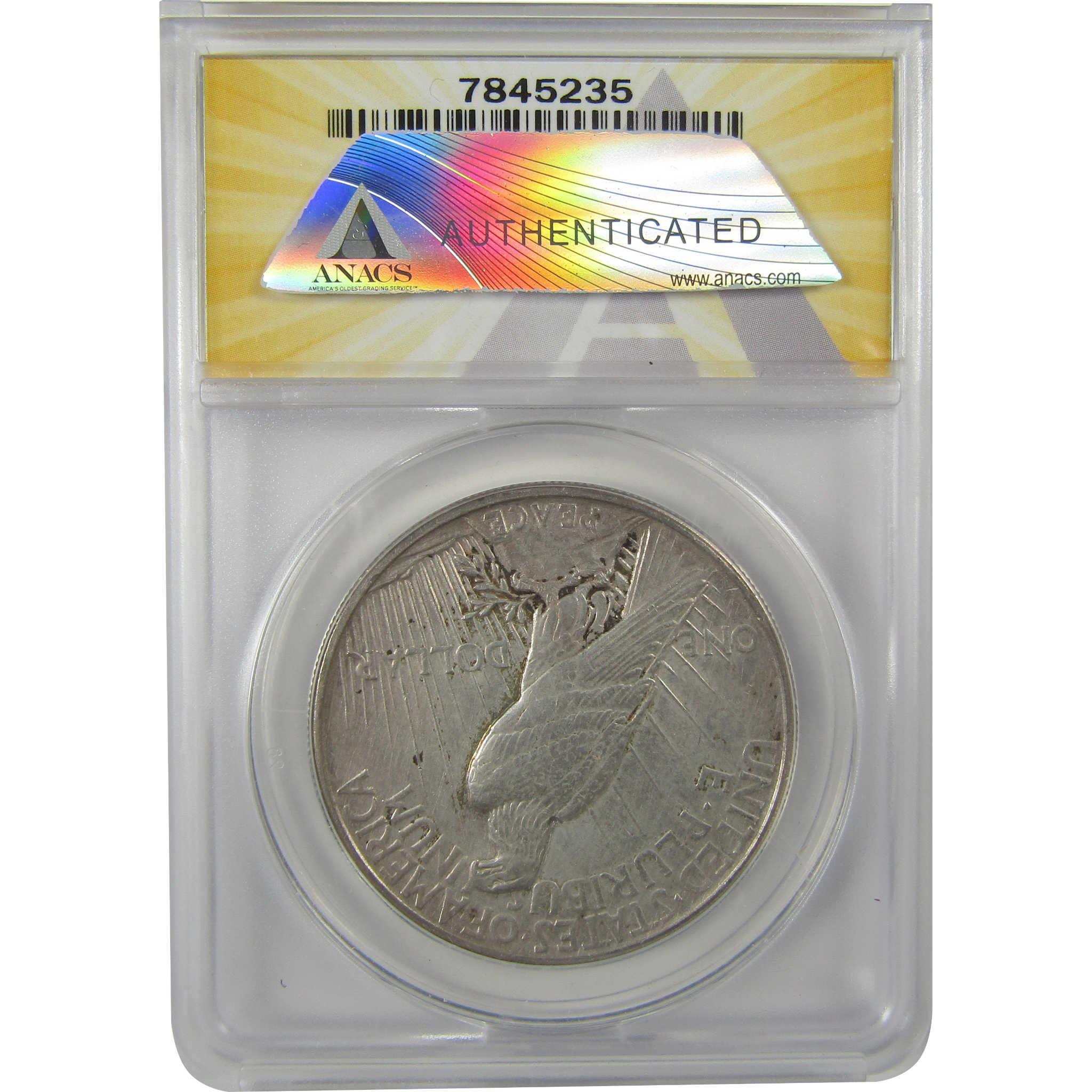 1921 High Relief Peace Dollar AU 50 Details ANACS Silver SKU:I21382