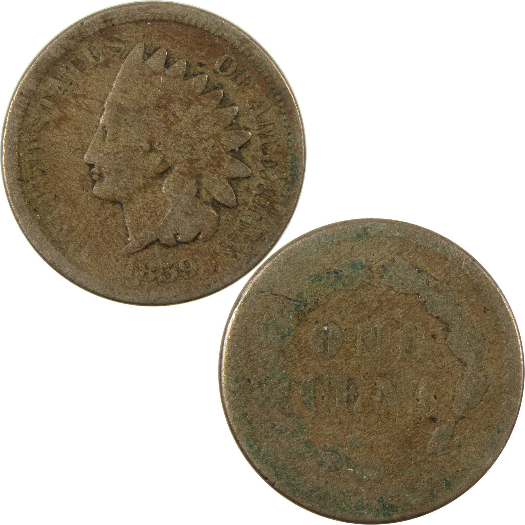 1859 Indian Head Cent AG About Good Penny 1c Coin SKU:CP1288