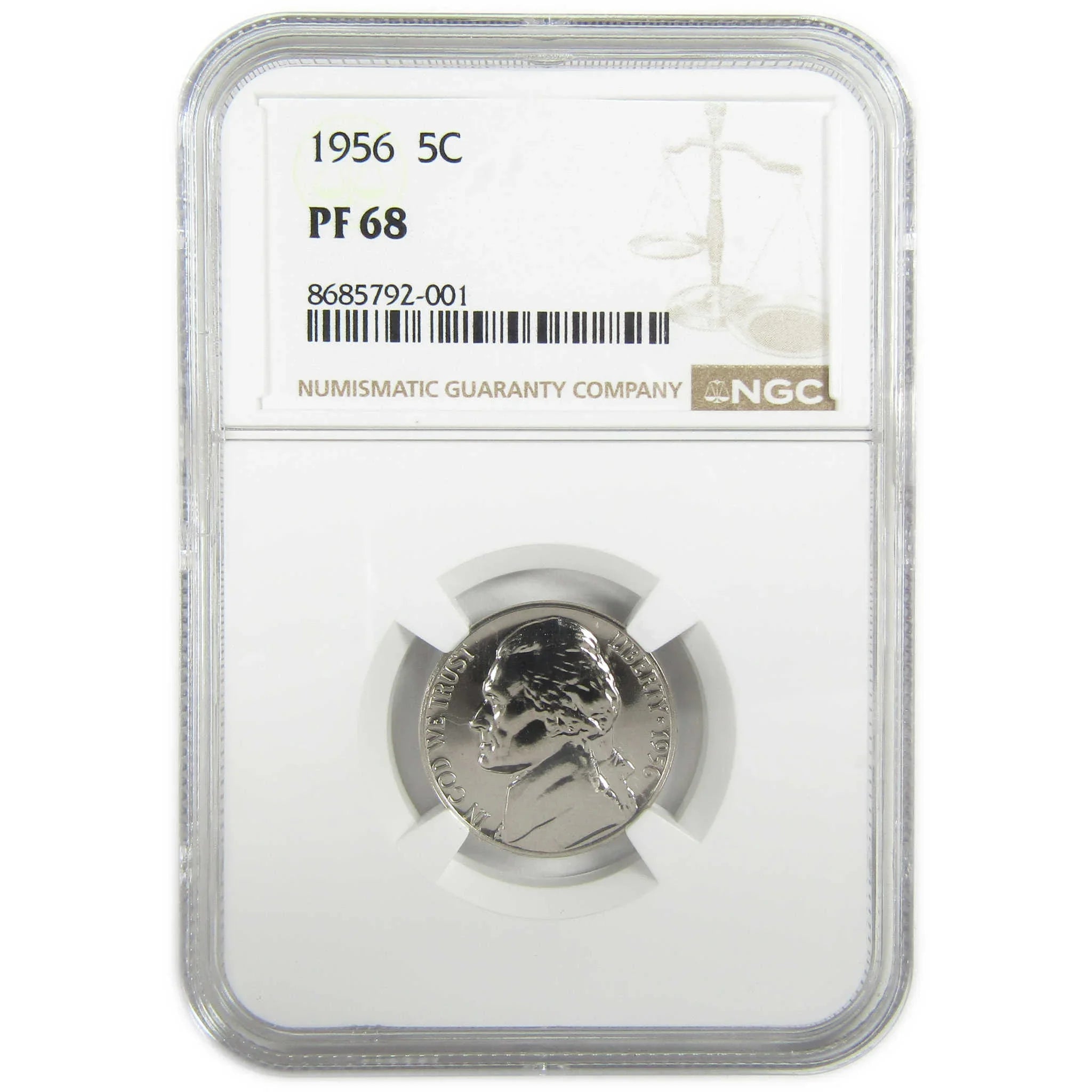 1956 Jefferson Nickel PF 68 NGC Proof 5c Coin Collectible SKU:I27372