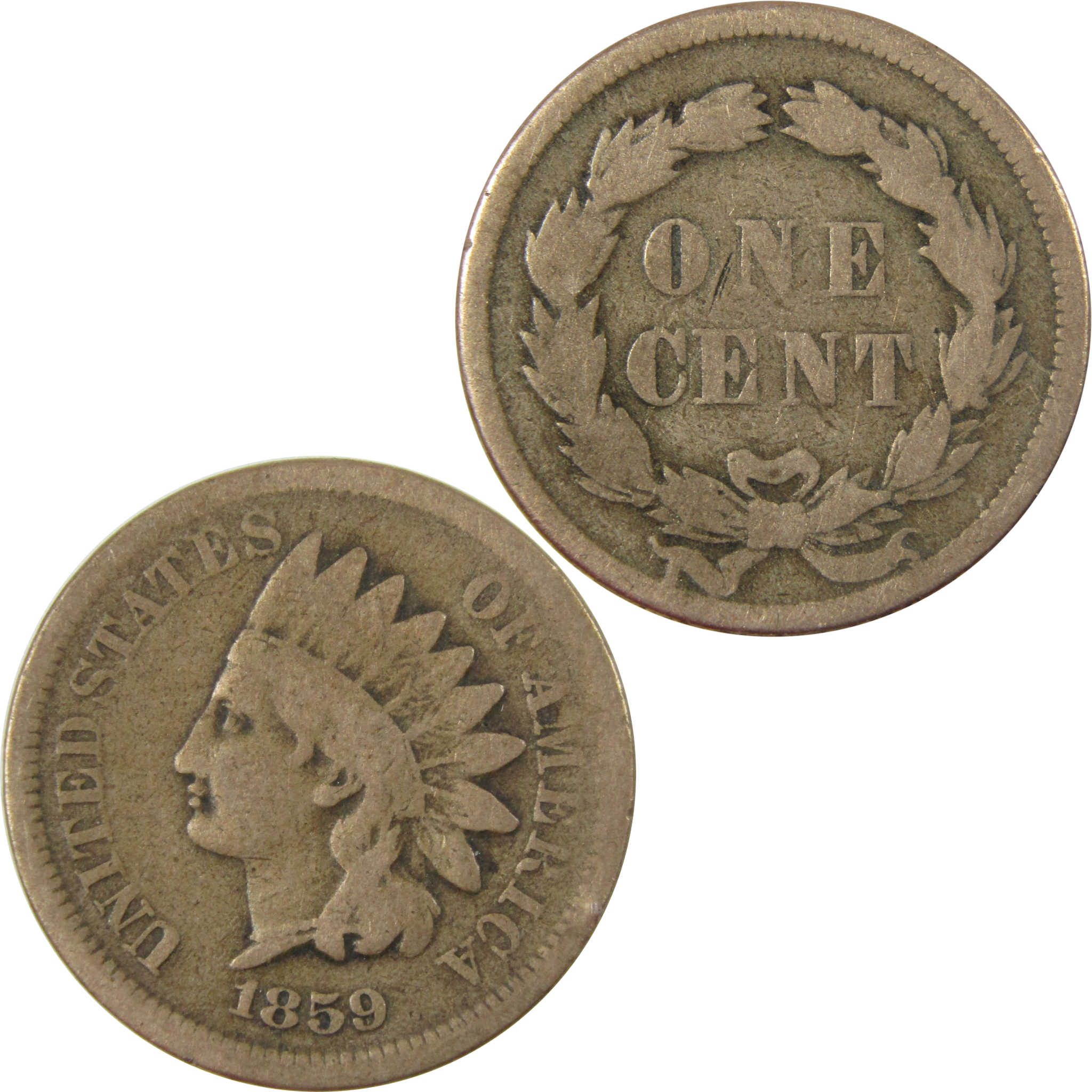 1859 Indian Head Cent G Good Penny 1c Coin Collectible SKU:CP1256