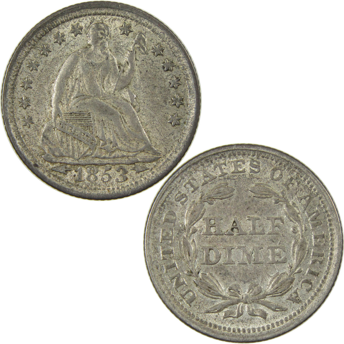 1853 Arrows Seated Liberty Silver Half Dime AU About Uncirculated Coin