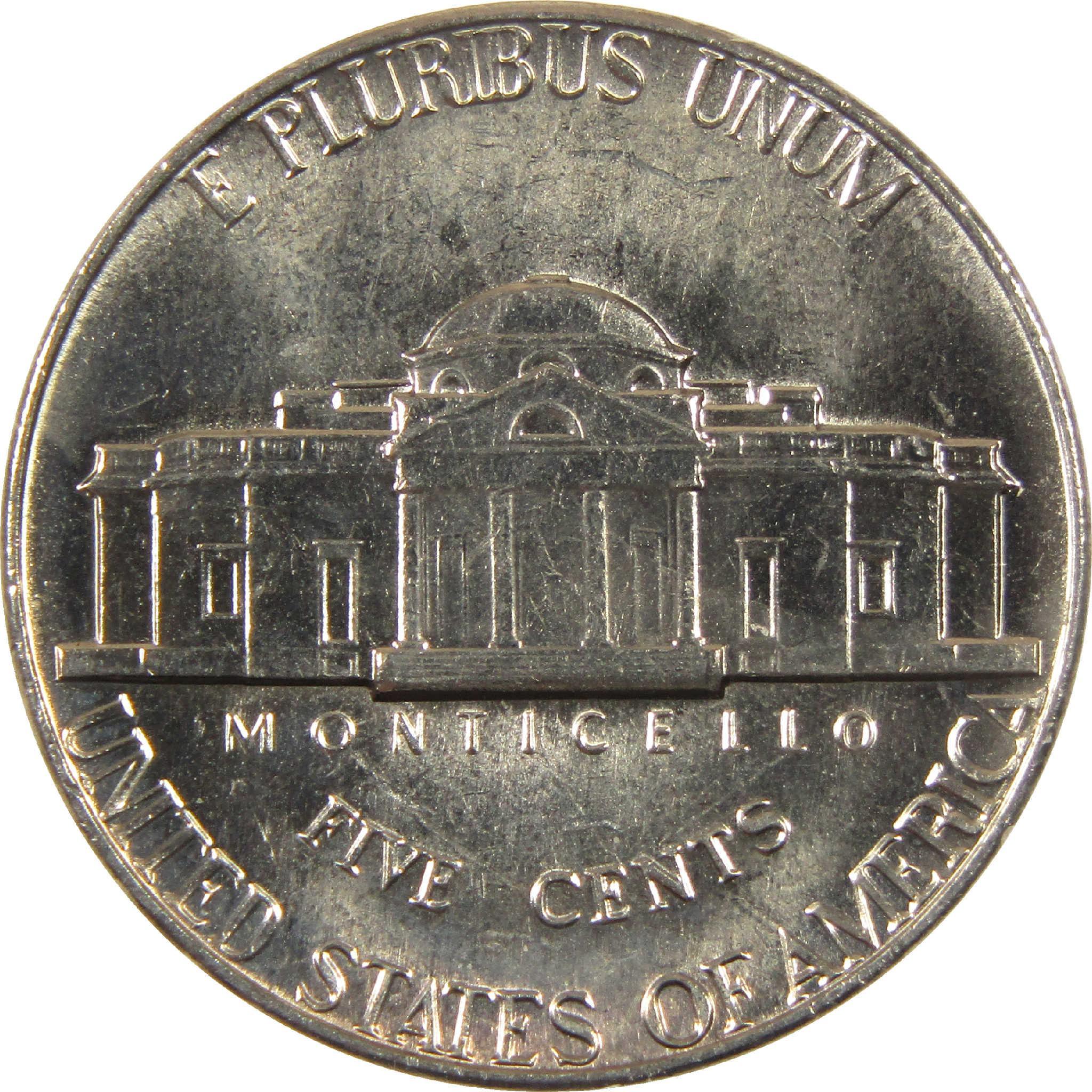 US nickel showing Monticello building and E Pluribus Unum motto, collectible coin