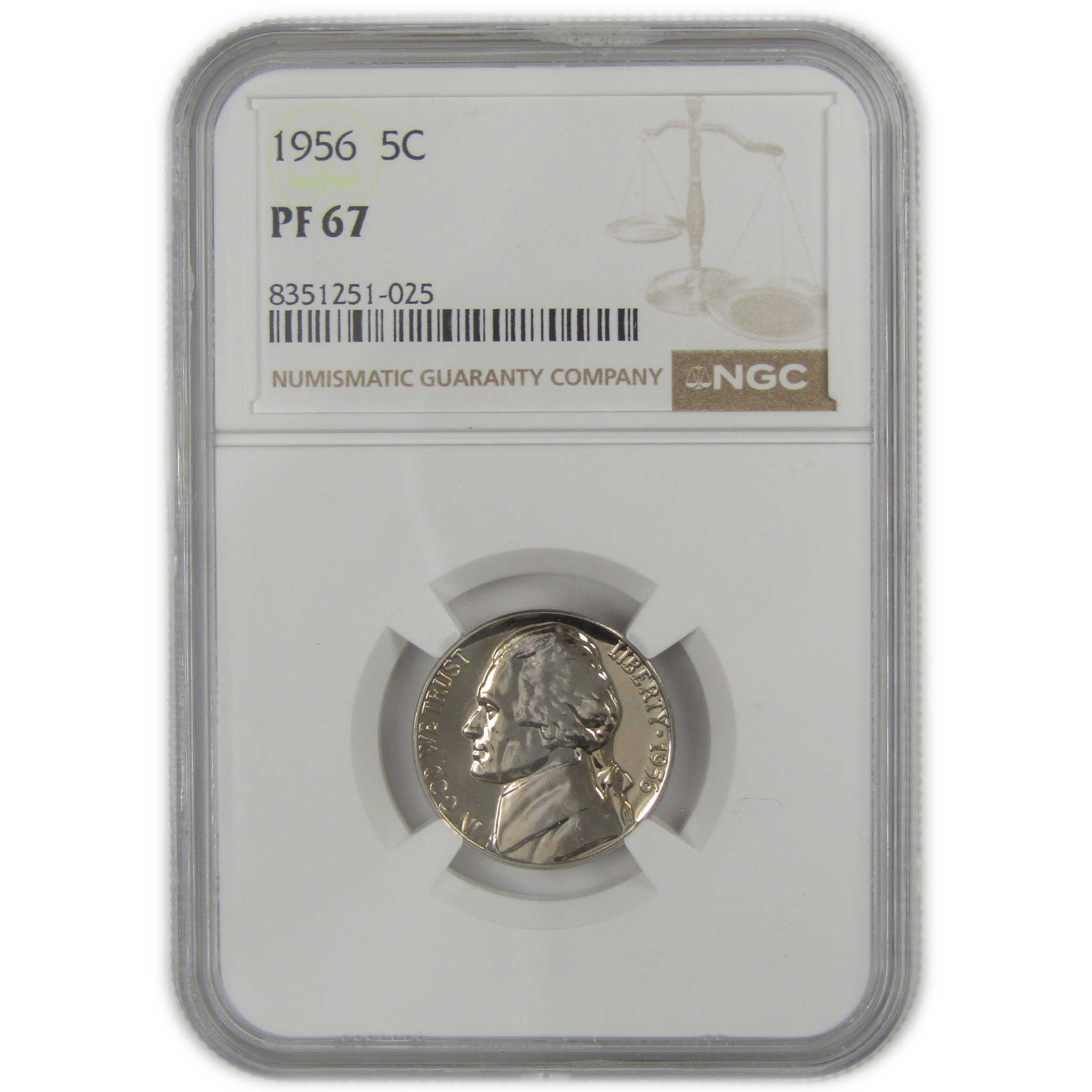 1956 Jefferson Nickel PF 67 NGC Proof 5c Coin SKU:I20638