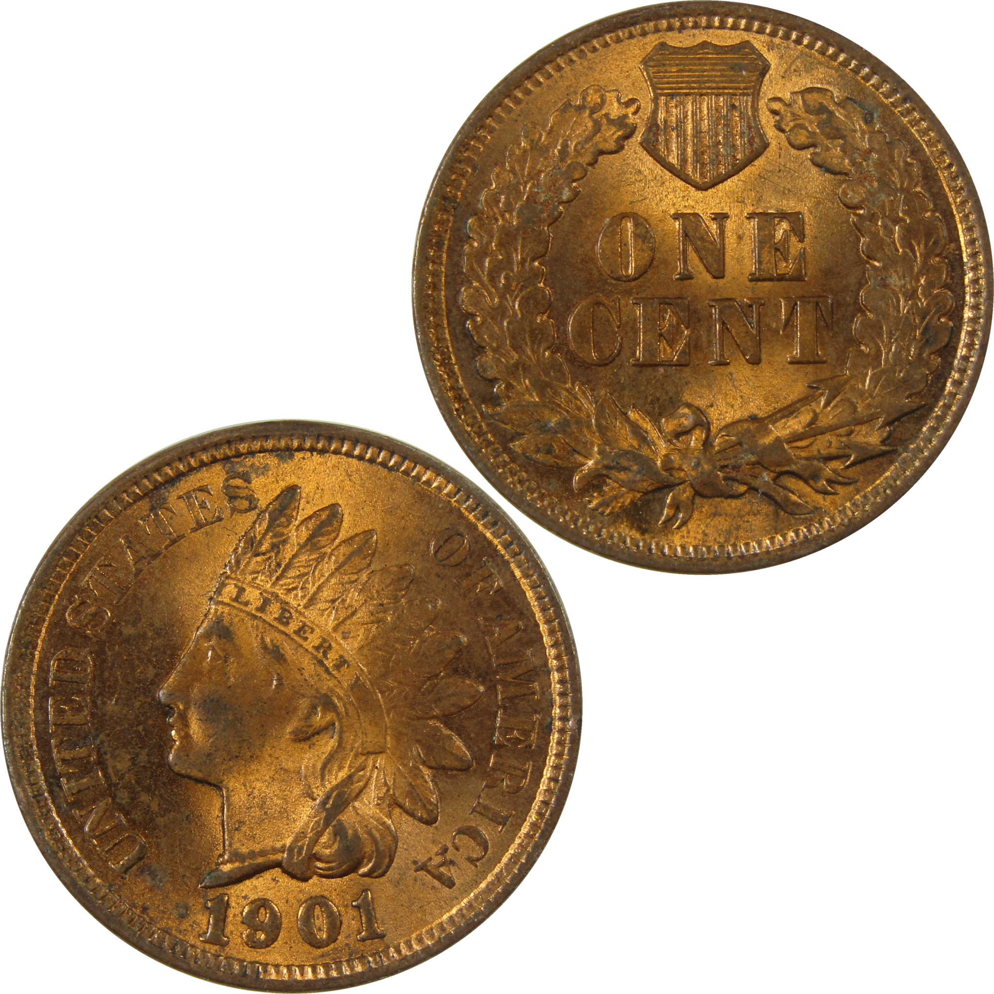 1901 Indian Head Cent AU About Uncirculated Penny 1c Coin SKU:I26958
