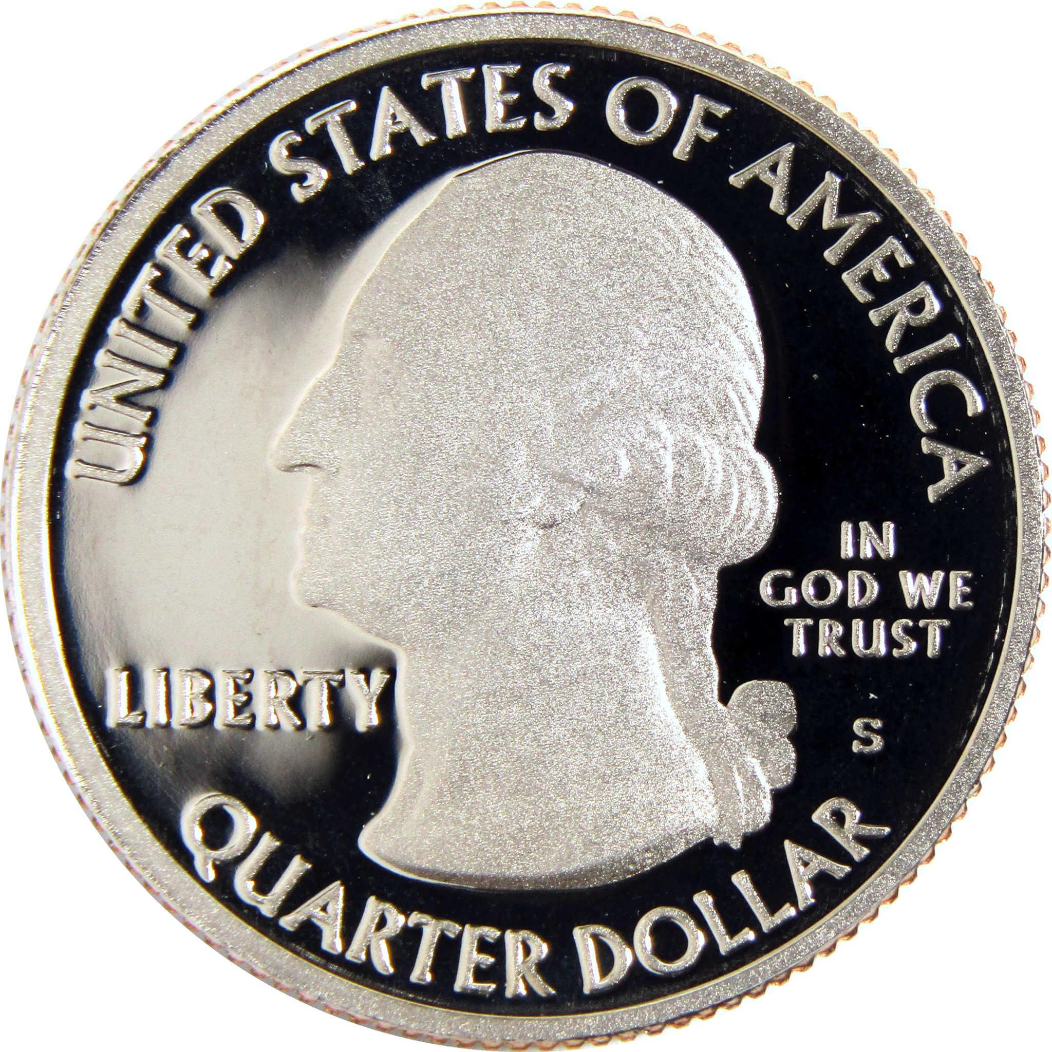 Proof United States quarter dollar coin with George Washington profile and S mint mark
