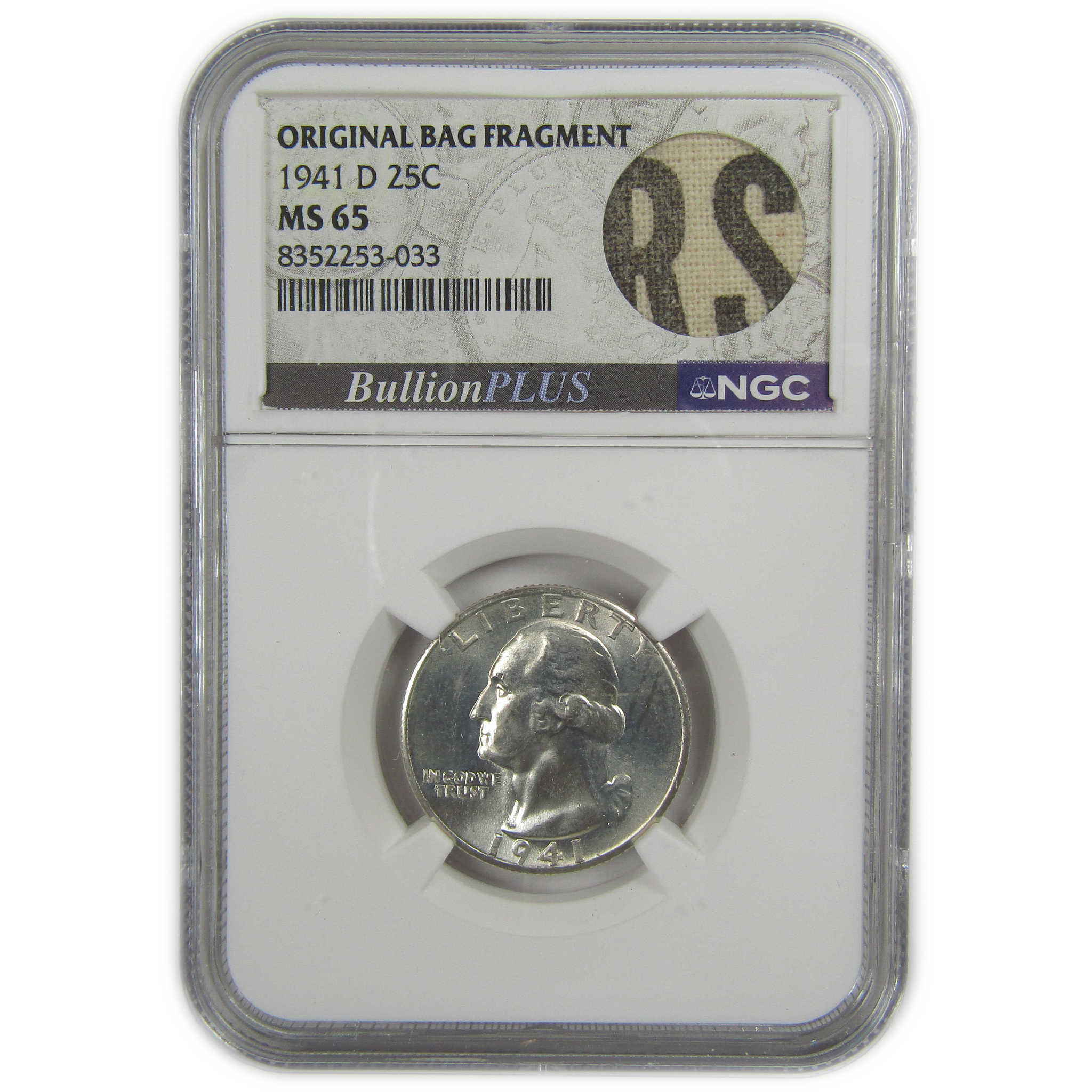 1941 D Washington Quarter MS 65 NGC Silver Bag Fragment SKU:I20605