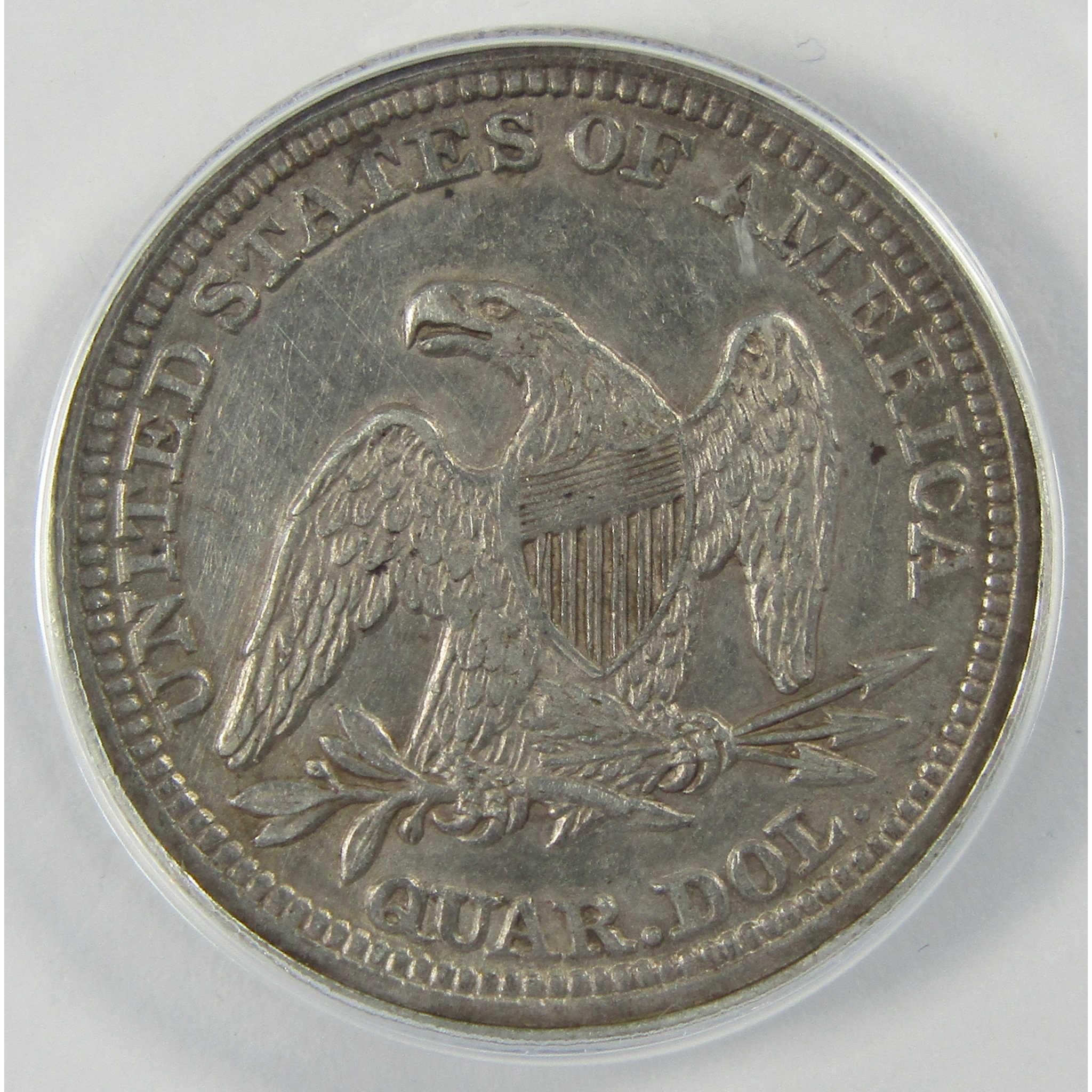 1854 Seated Liberty Silver Quarter AU 50 Details ANACS SKU:I24436