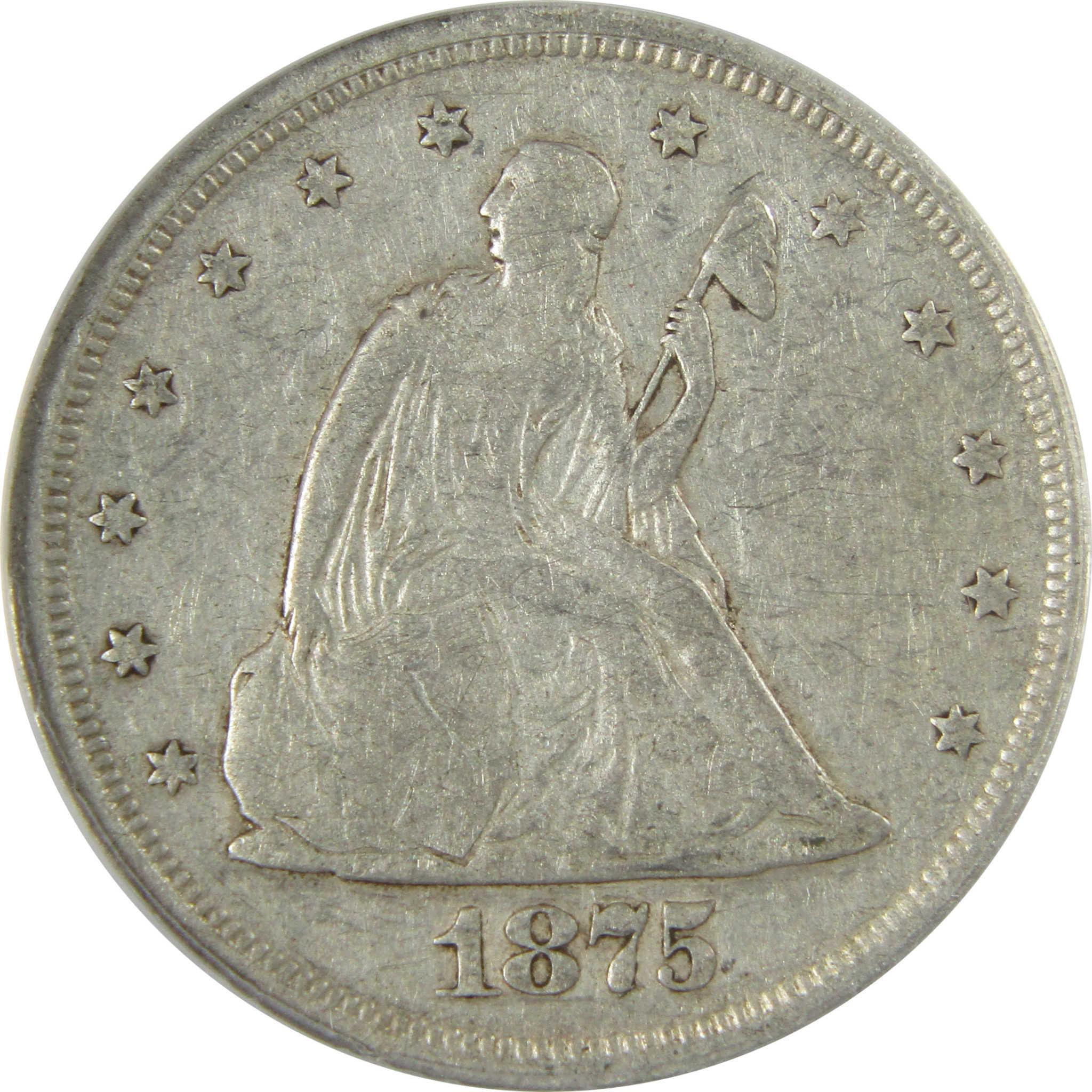 1875 S Seated Liberty Silver Twenty Cent F 12 Details ANACS SKU:CP767