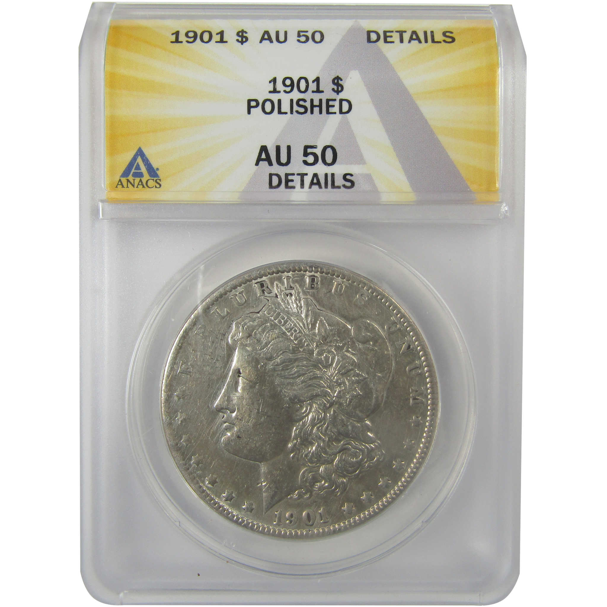 1901 Morgan Dollar AU 50 Details ANACS Silver $1 Coin SKU:I21274 - Morgan coin - Morgan silver dollar - Morgan silver dollar for sale - Profile Coins & Collectibles