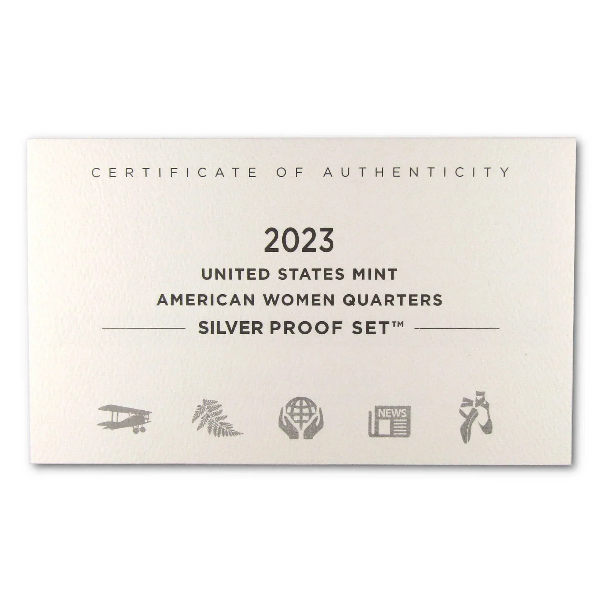 2023 United States Mint American Women Quarters Silver Proof Set certificate of authenticity