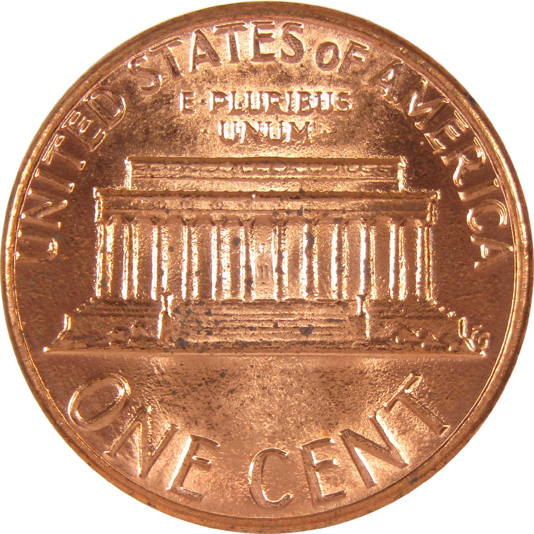US Lincoln Memorial one cent coin reverse, copper collectible penny