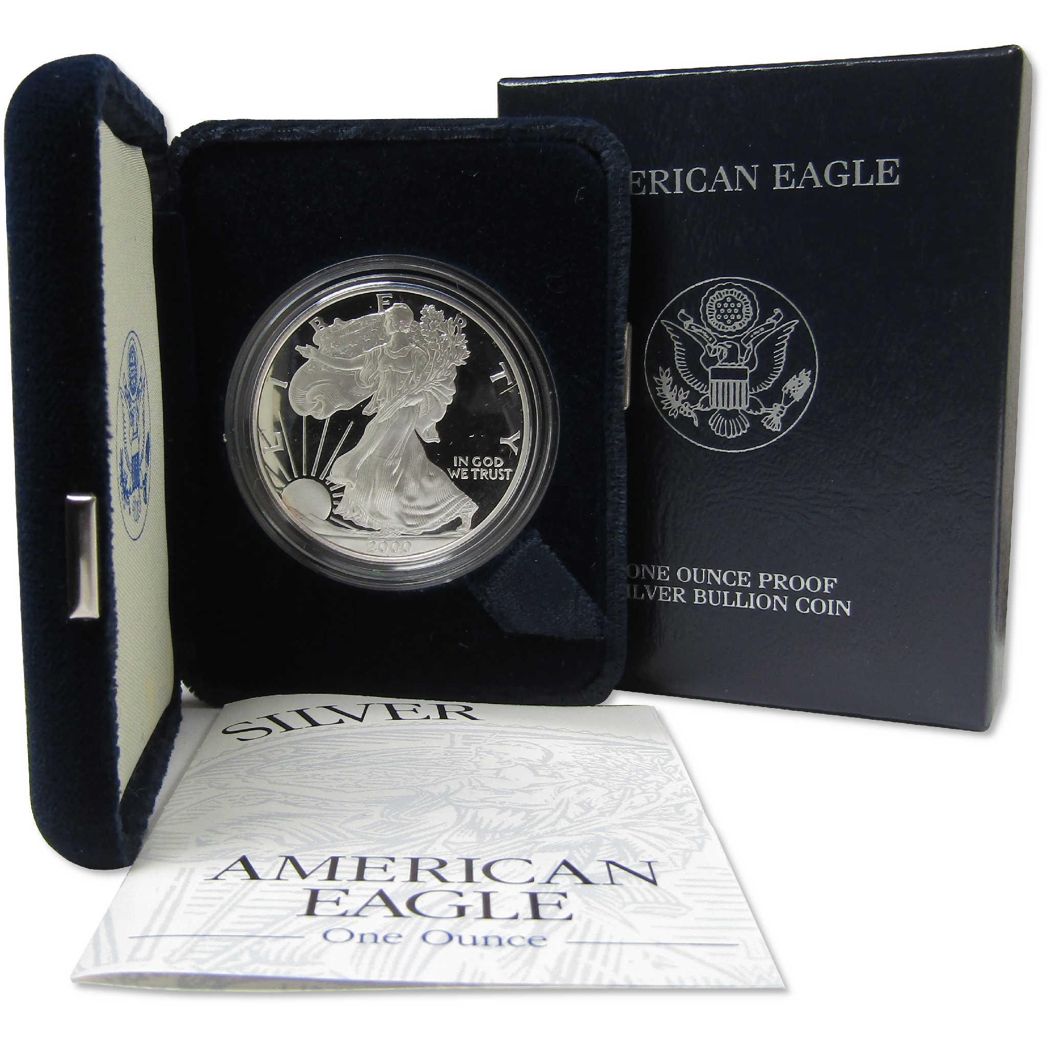2000 P American Silver Eagle Bullion Proof $1 Coin Collectible OGP COA