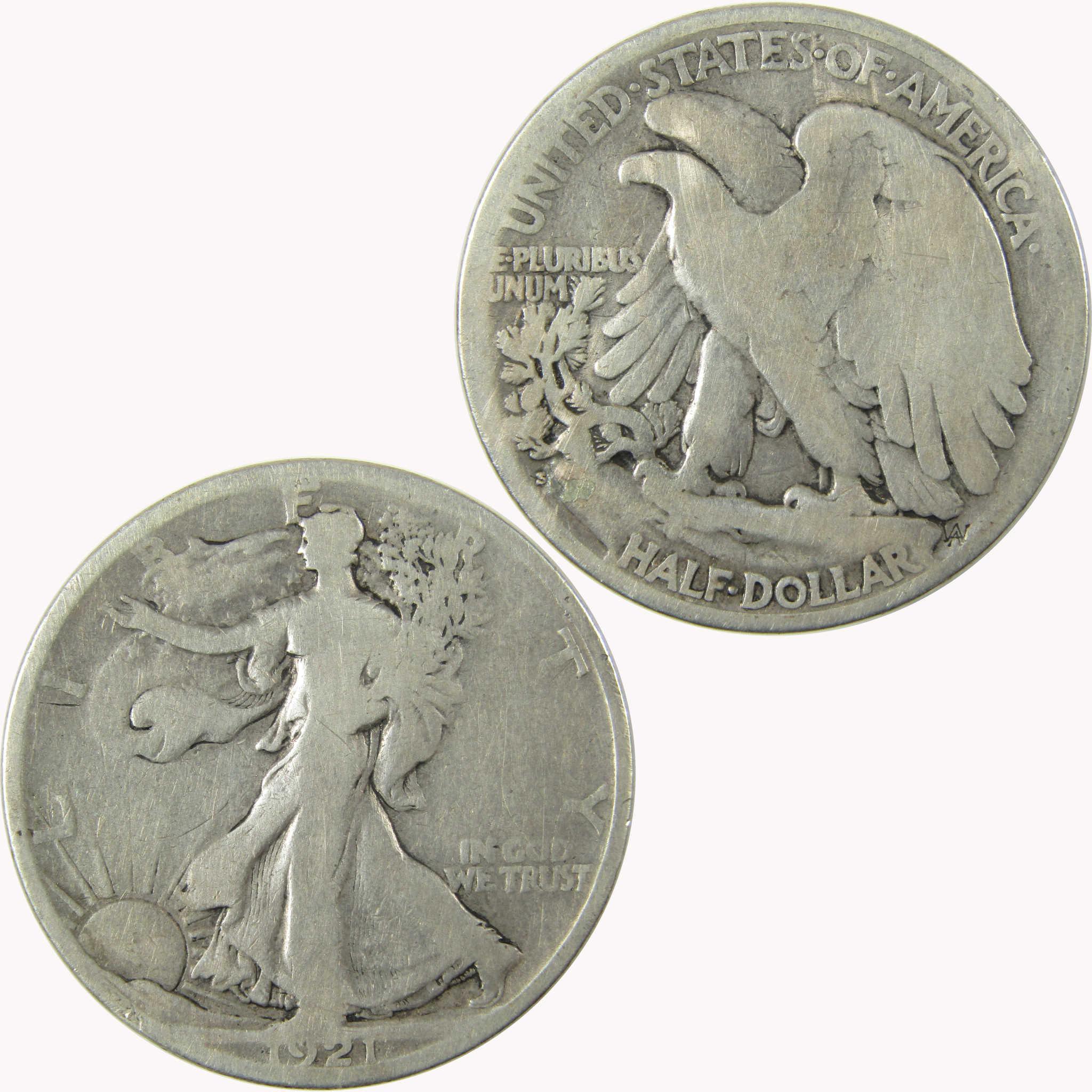 1921 S Liberty Walking Silver 50c VG Very Good Details SKU:CP1460