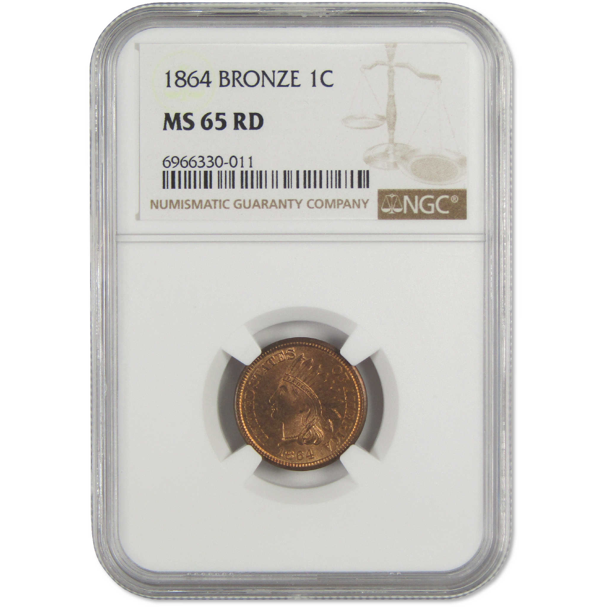 1864 Indian Head Cent MS 65 RD NGC Bronze Penny Uncirculated 1c Coin