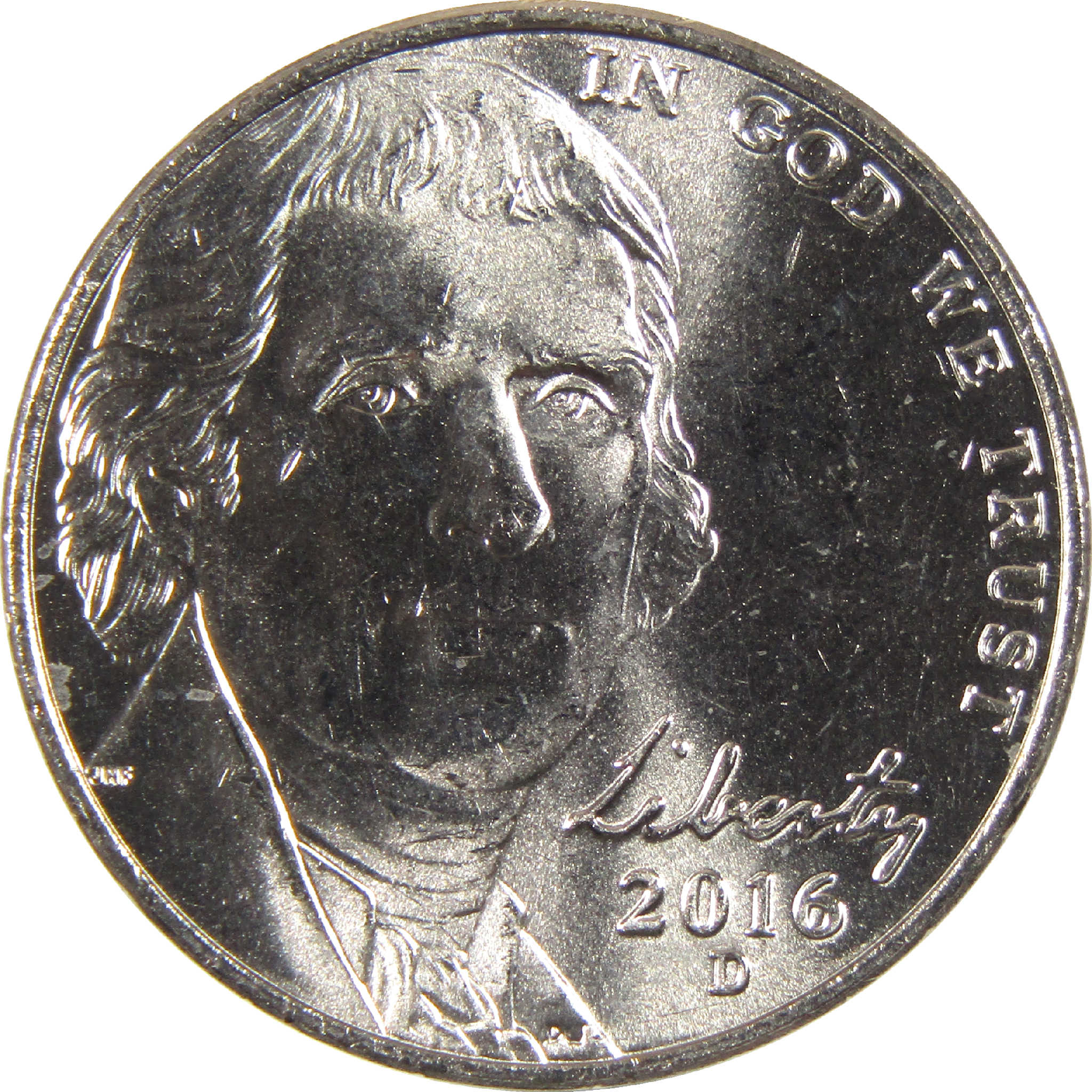 2016 D Jefferson Nickel BU Uncirculated 5c Coin