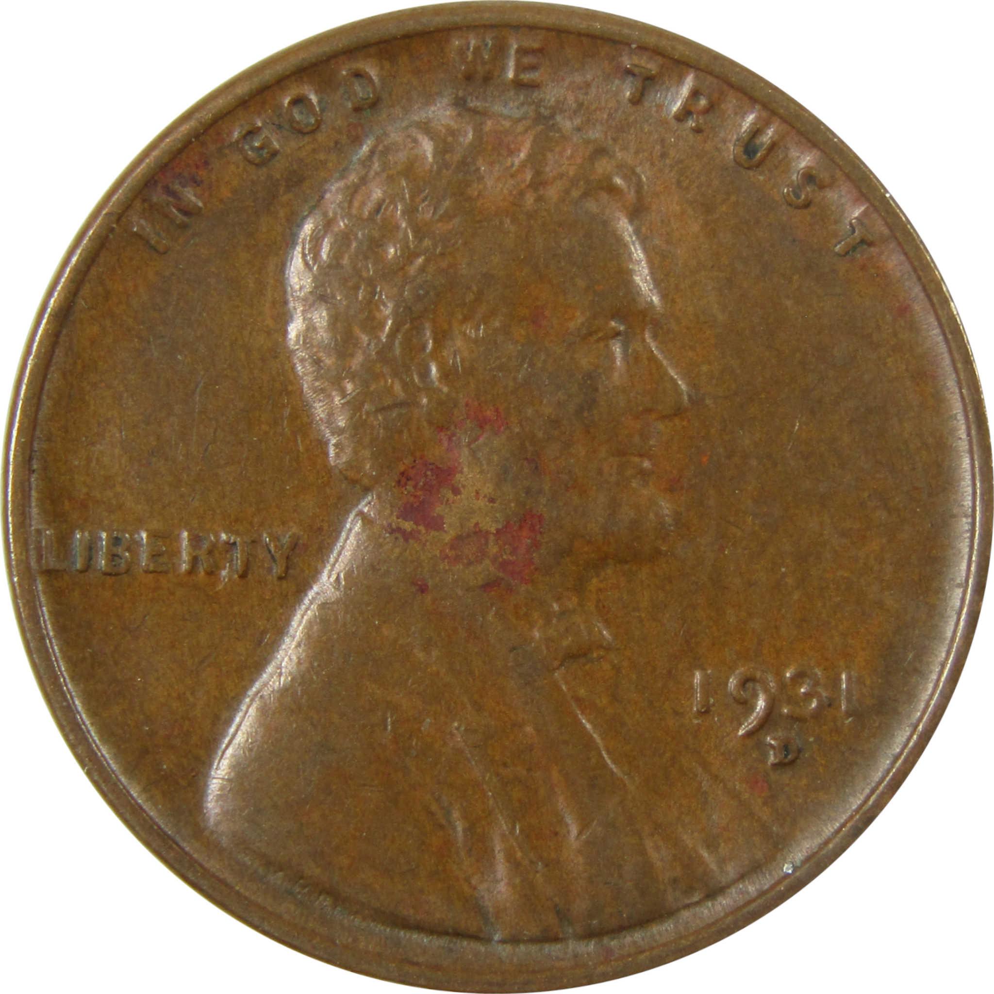 1931 D Lincoln Wheat Cent AU About Uncirculated Penny SKU:I26822