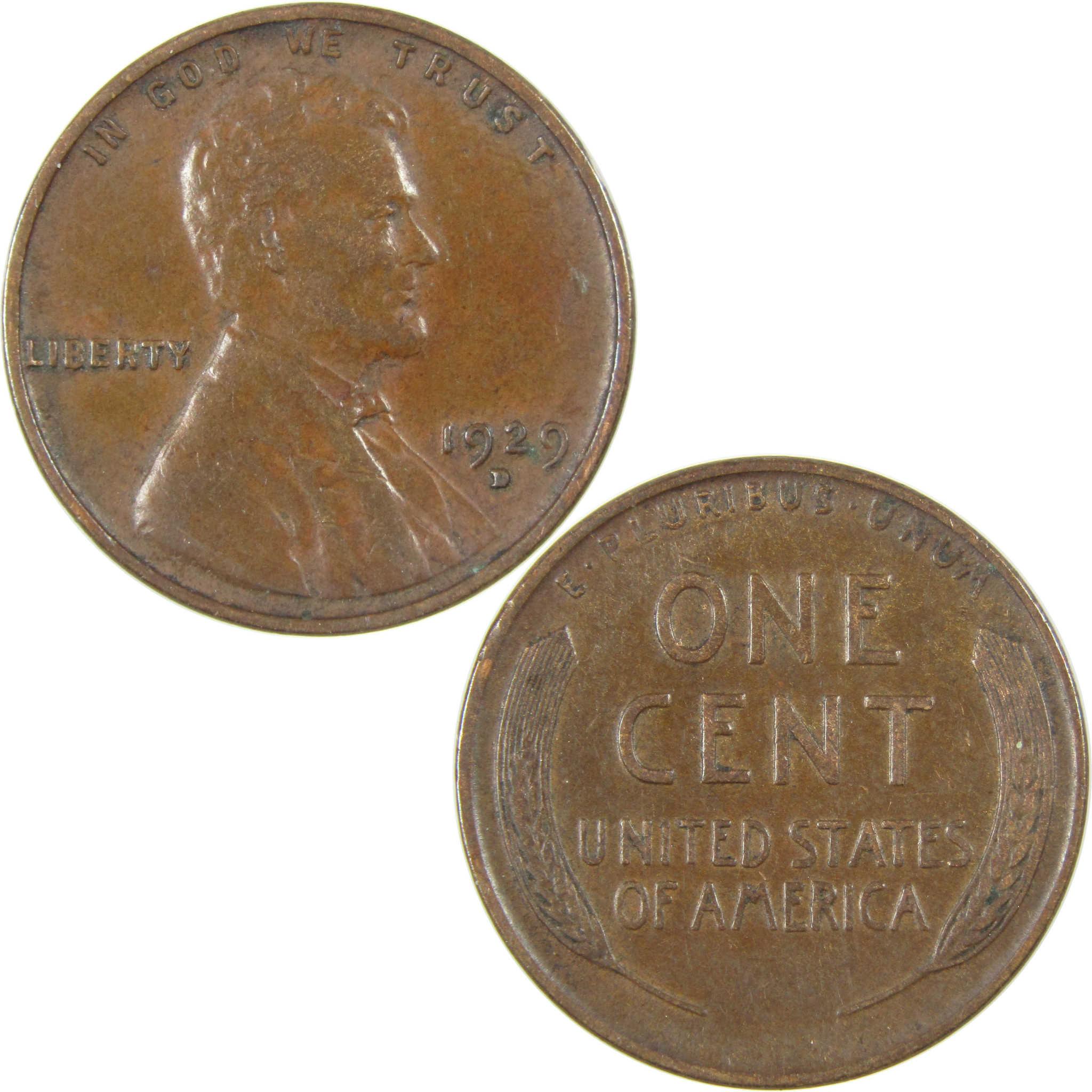 1929 D Lincoln Wheat Cent VF Very Fine Penny 1c Coin SKU:I27264