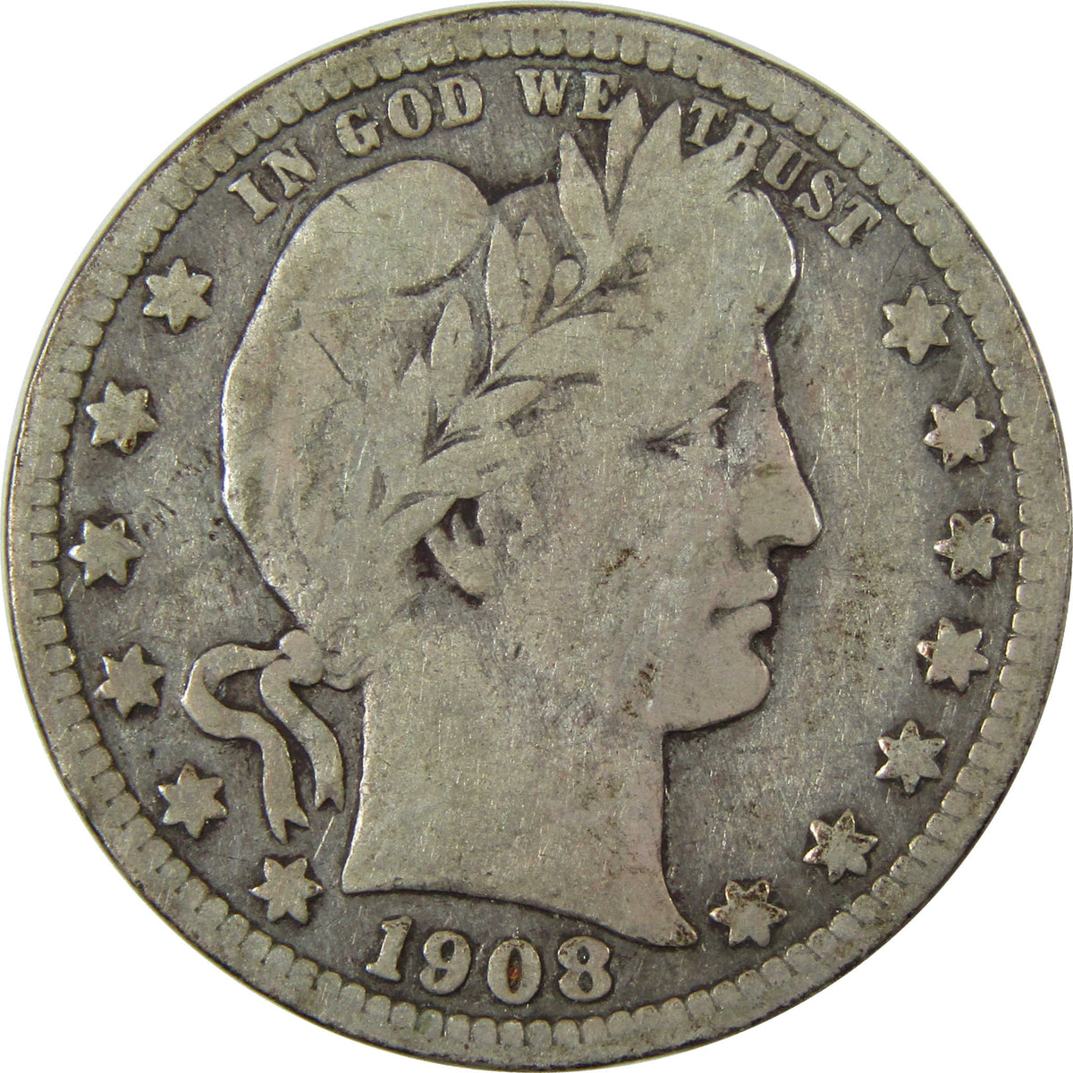 1908 O Barber Silver Quarter VG Very Good 25c Coin SKU:I28517