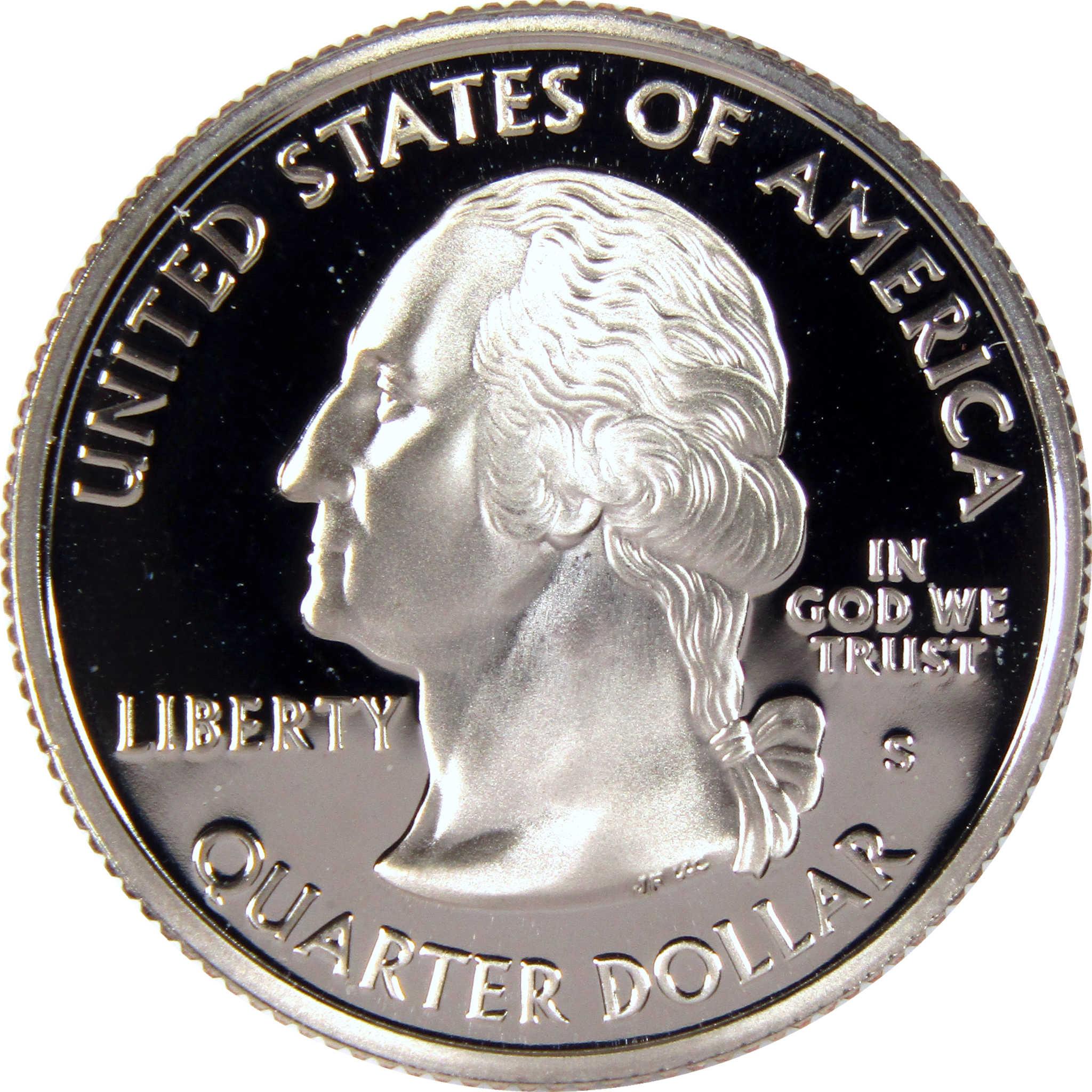 United States collectible quarter dollar coin with Washington profile, proof finish