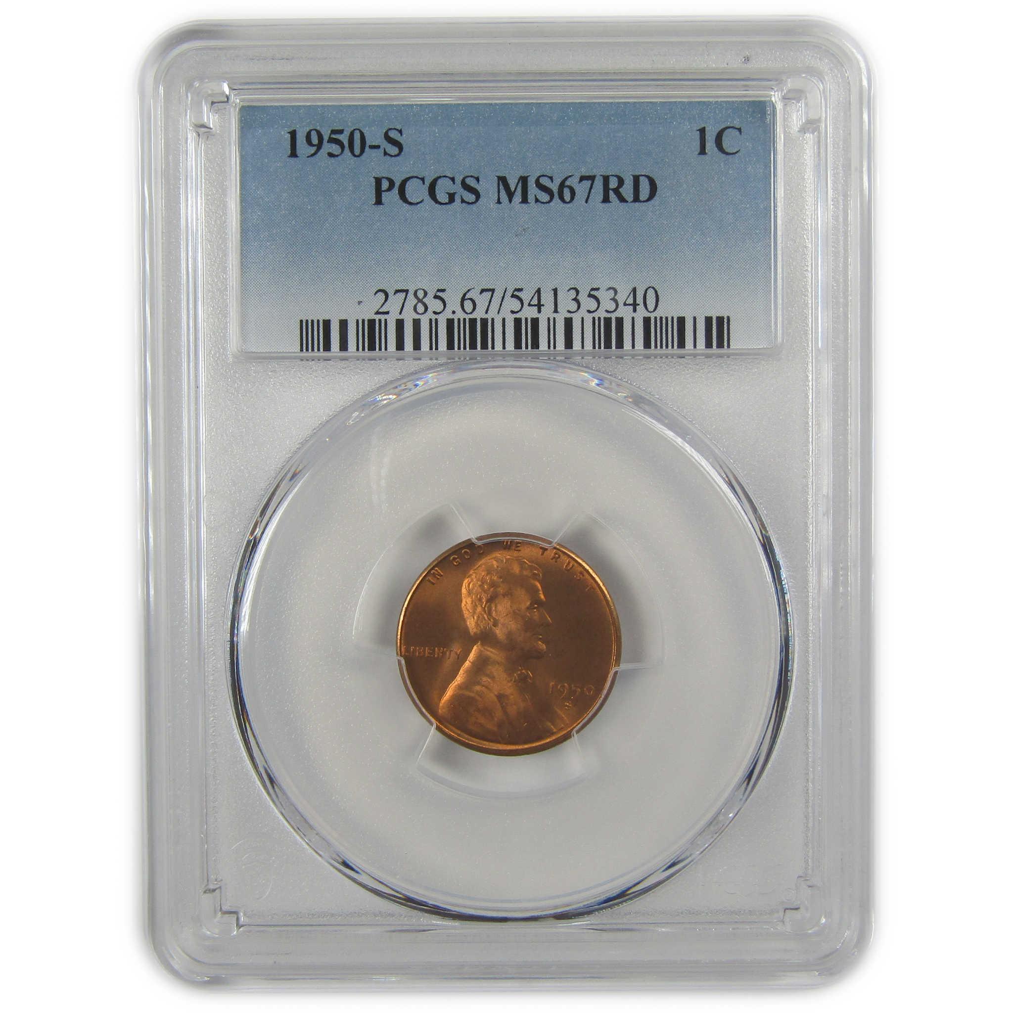 1950 S Lincoln Wheat Cent MS 67 RD PCGS Penny Uncirculated SKU:I22408
