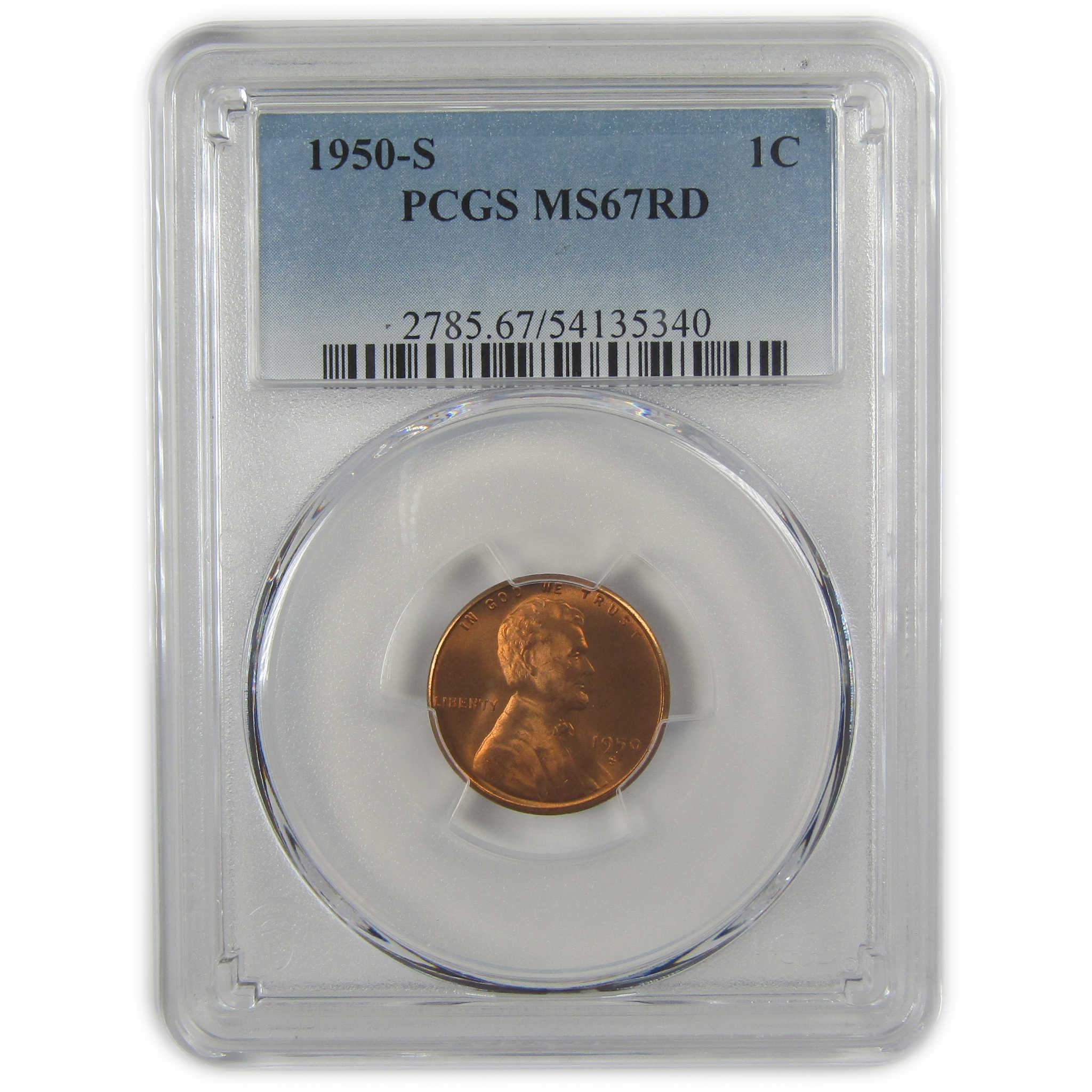 1950 S Lincoln Wheat Cent MS 67 RD PCGS Penny Uncirculated SKU:I22408