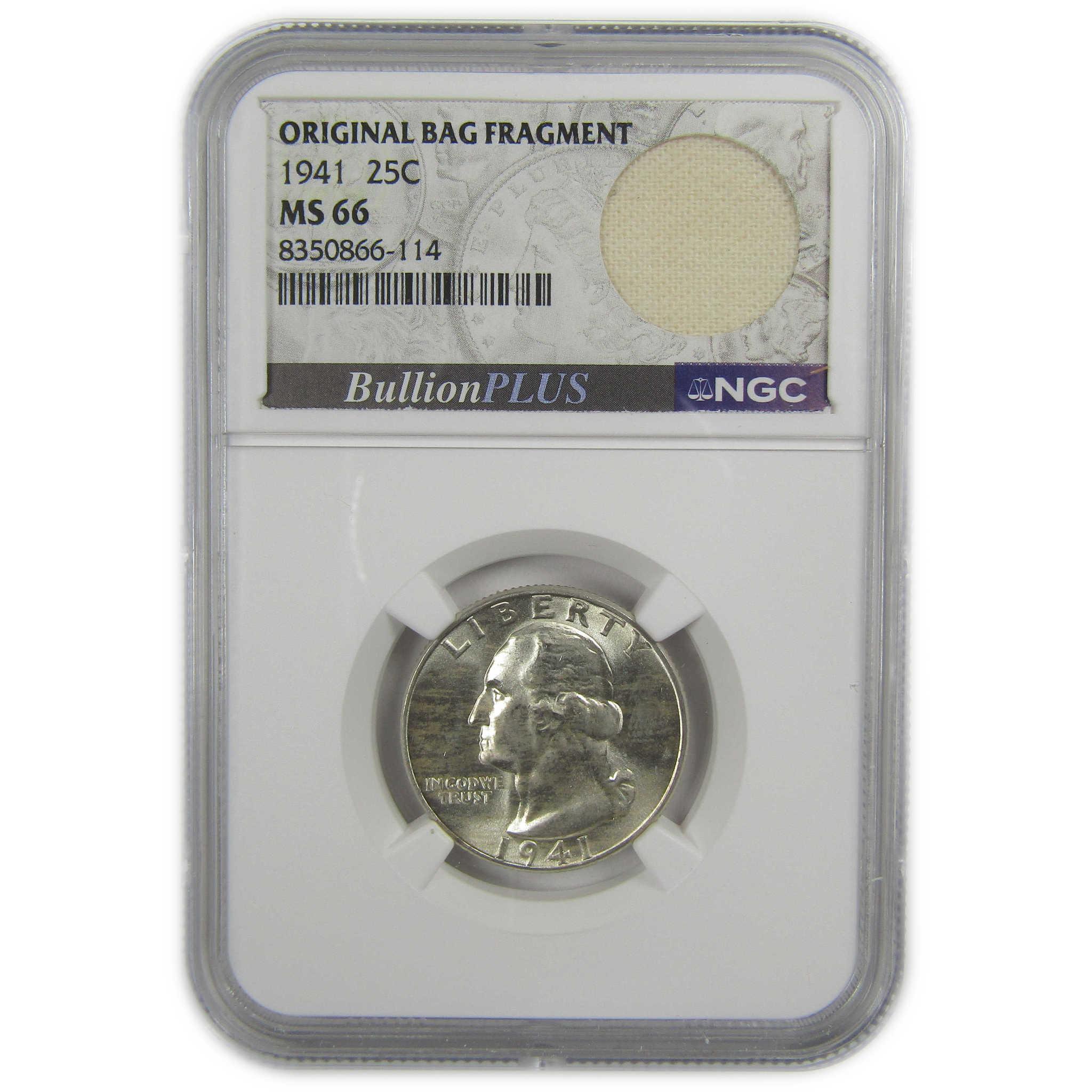 1941 Washington Quarter MS 66 NGC Silver Bag Fragment SKU:I20487