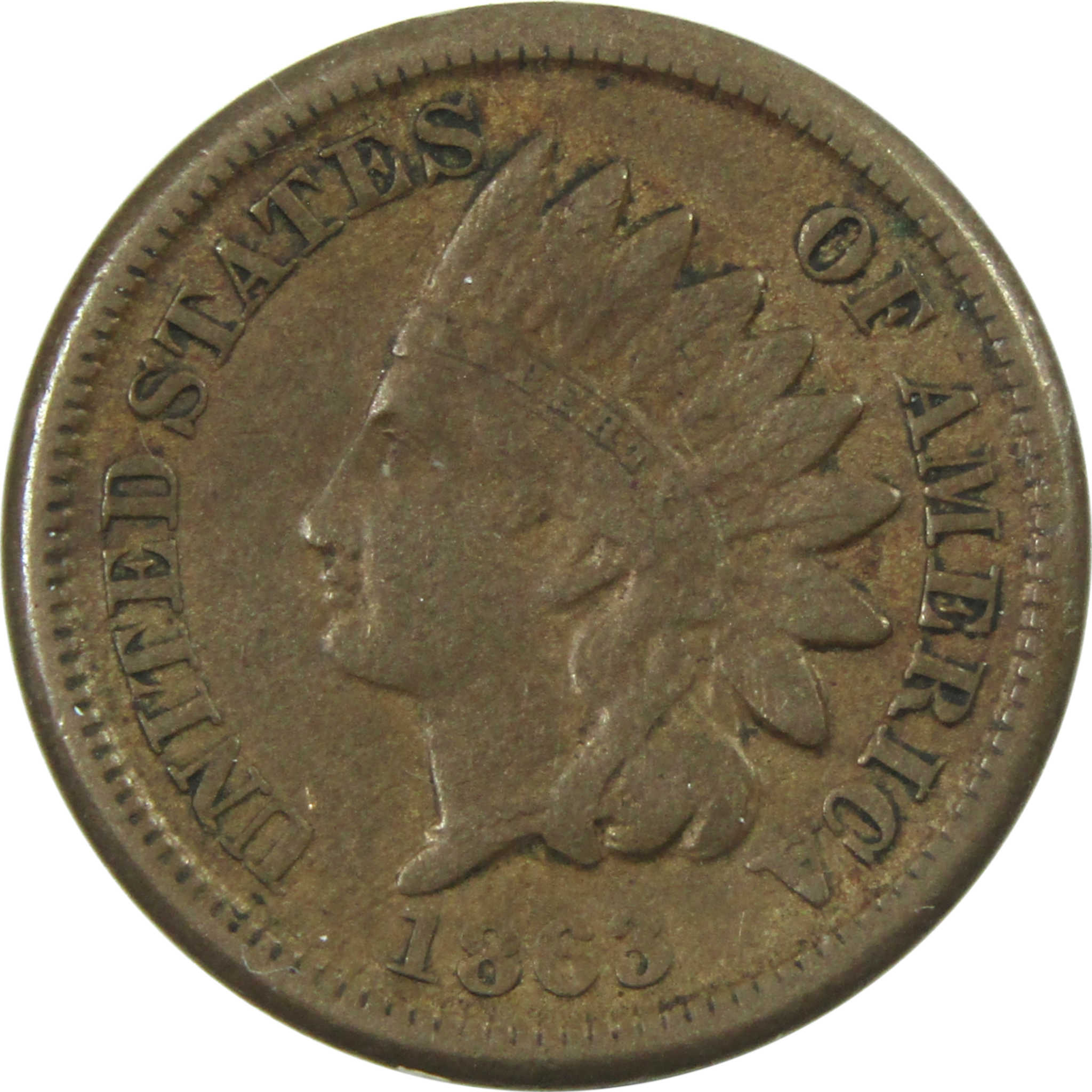 1863 Indian Head Cent XF EF Extremely Fine Copper-Nickel SKU:I13990