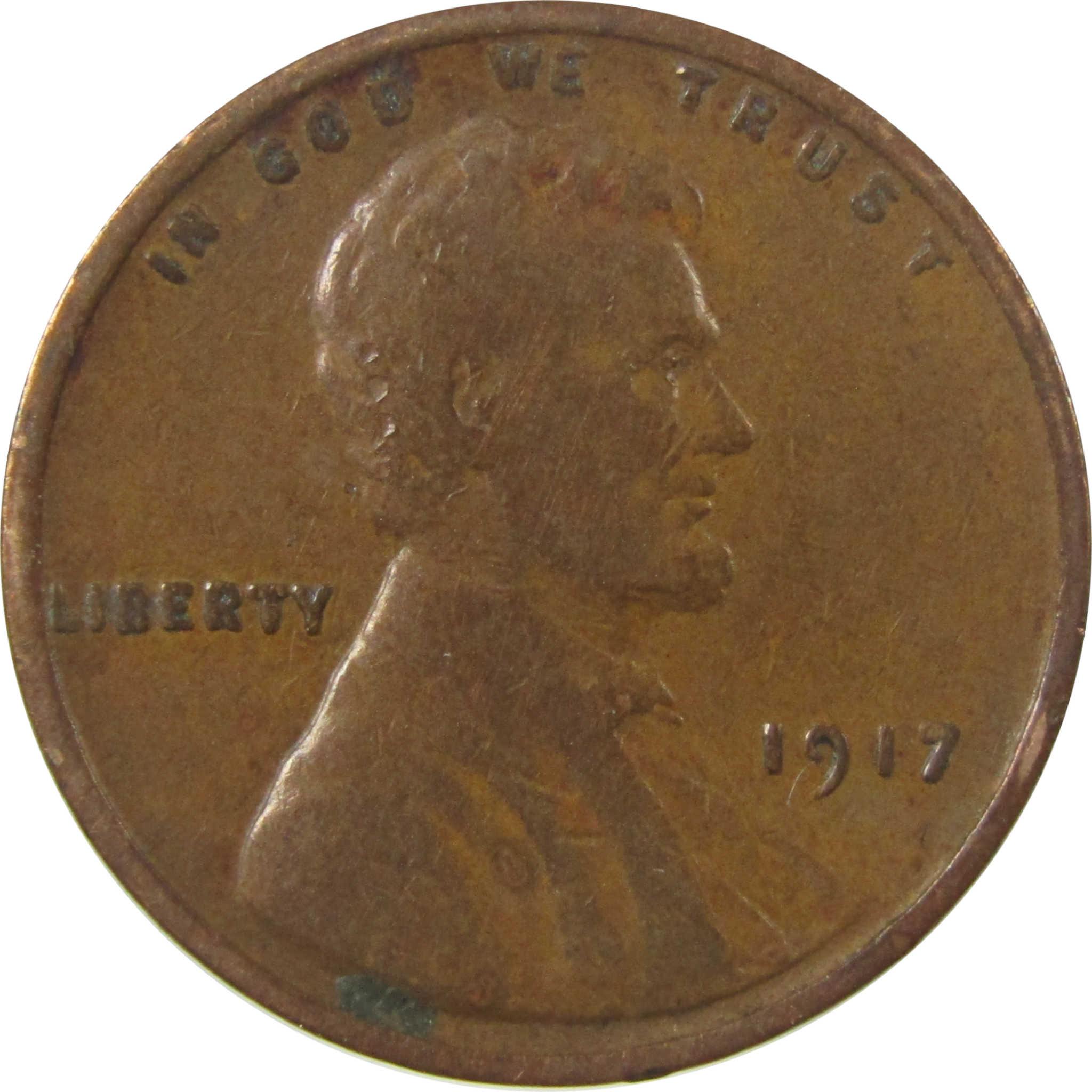 1917 Lincoln Wheat Cent F Fine Penny 1c Coin SKU:I26834
