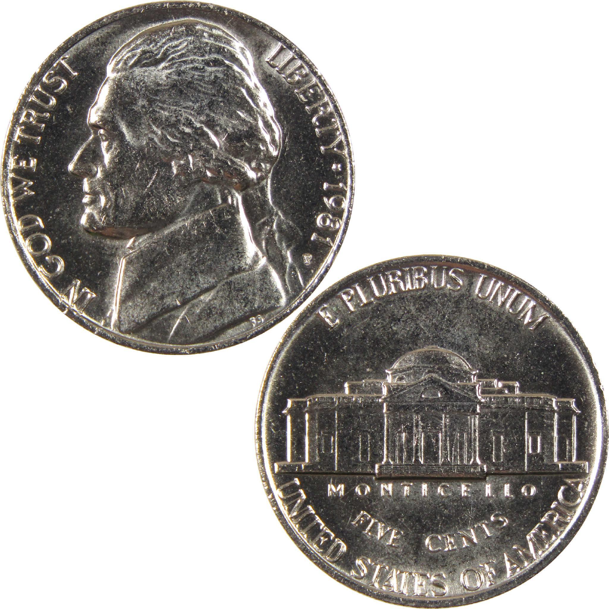 1981 P Jefferson Nickel Uncirculated 5c Coin