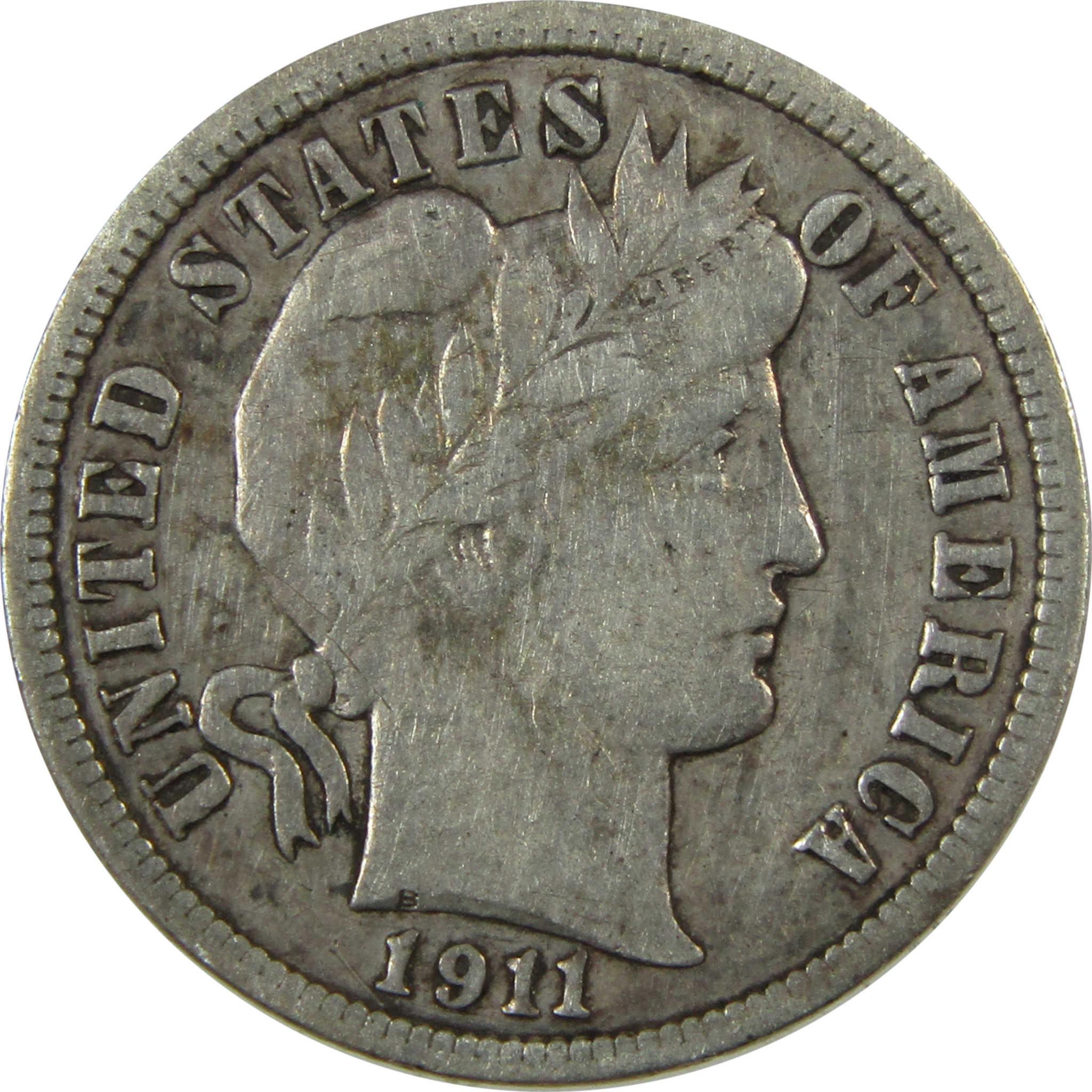 1911 D Barber Silver Dime VF Very Fine 10c Coin Collectible SKU:CP1335