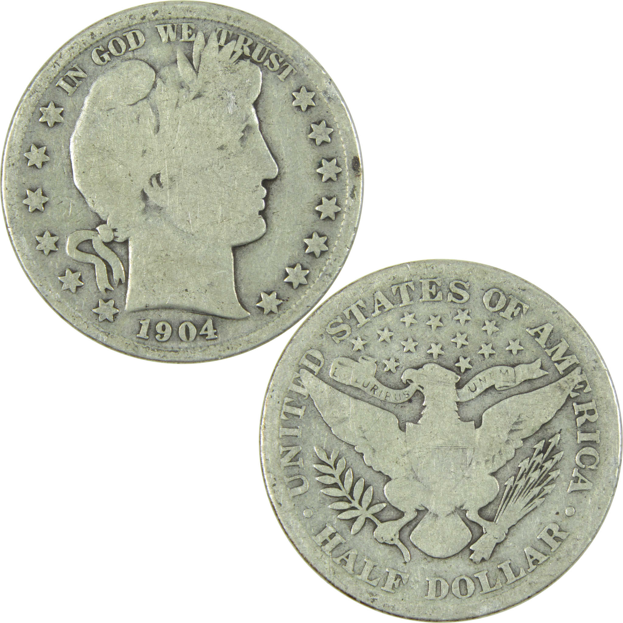 1904 Barber Half Dollar Circulated Silver 50c Coin Collectible