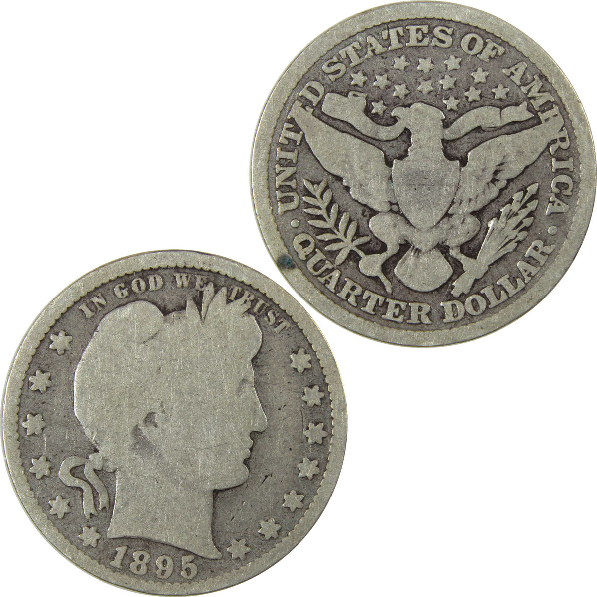 1895 Barber Silver Quarter G Good 25c Coin Collectible SKU:I28539