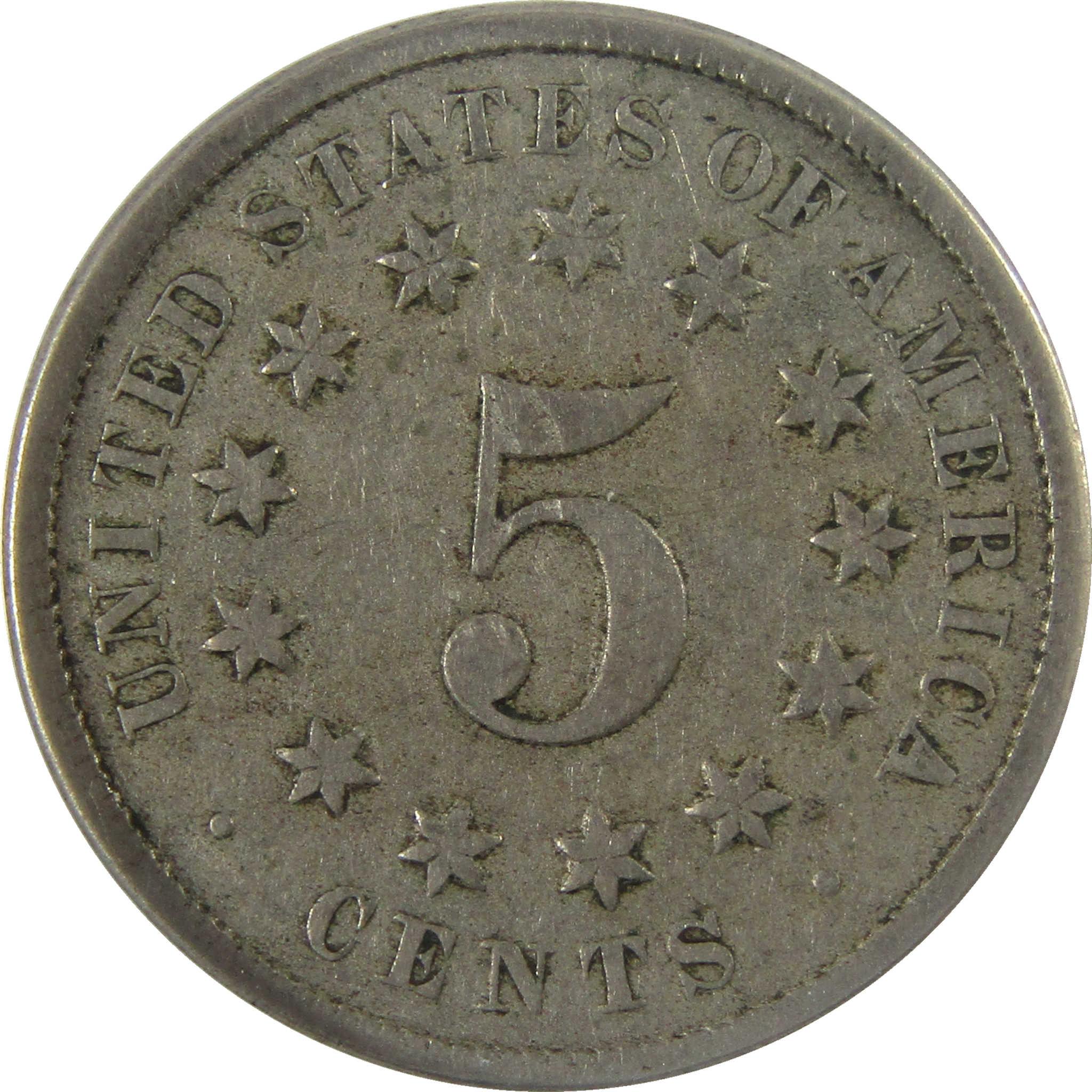 1874 Shield Nickel F 15 ANACS 5c Coin Collectible SKU:I28037
