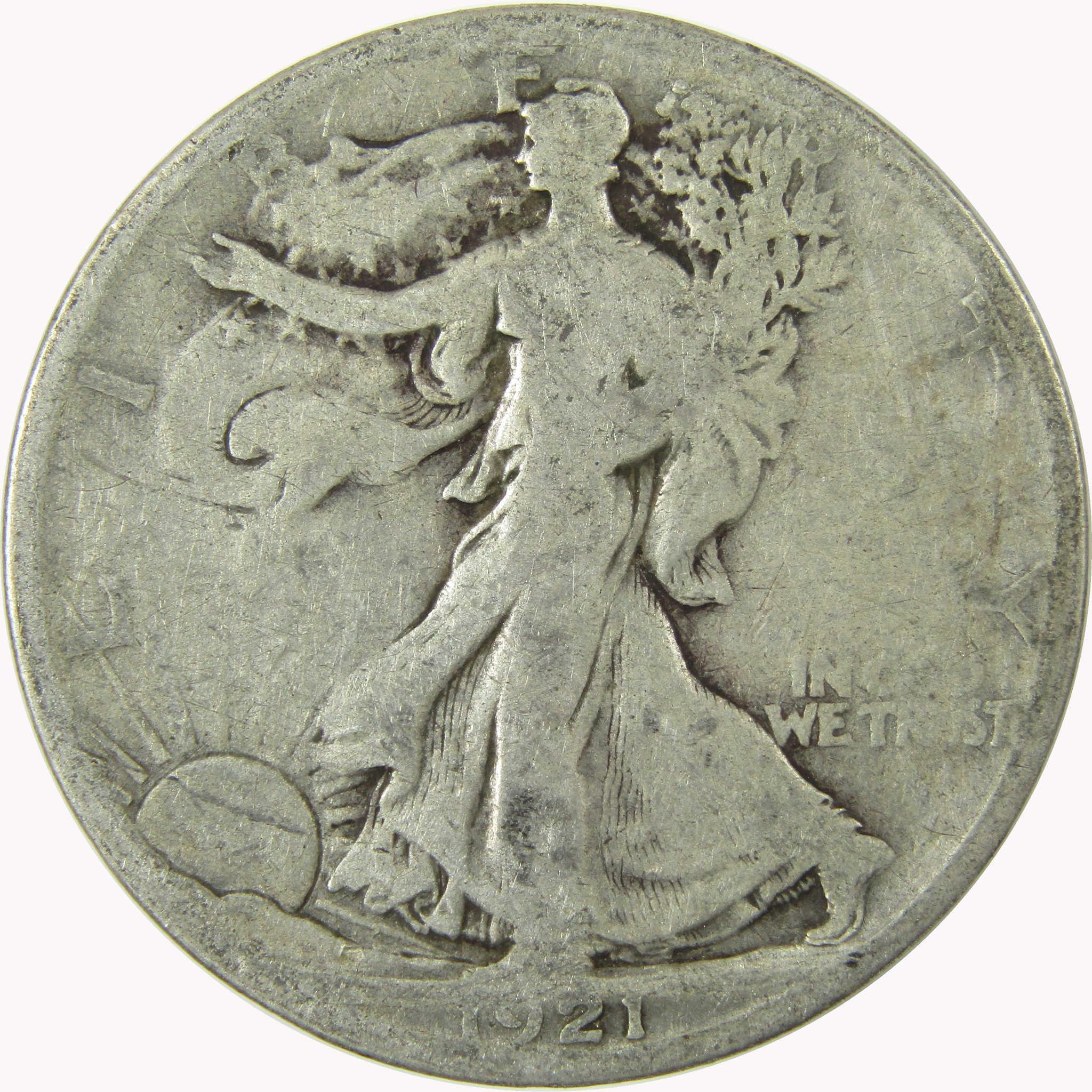 1921 S Liberty Walking Silver 50c VG Very Good Details SKU:CP1457