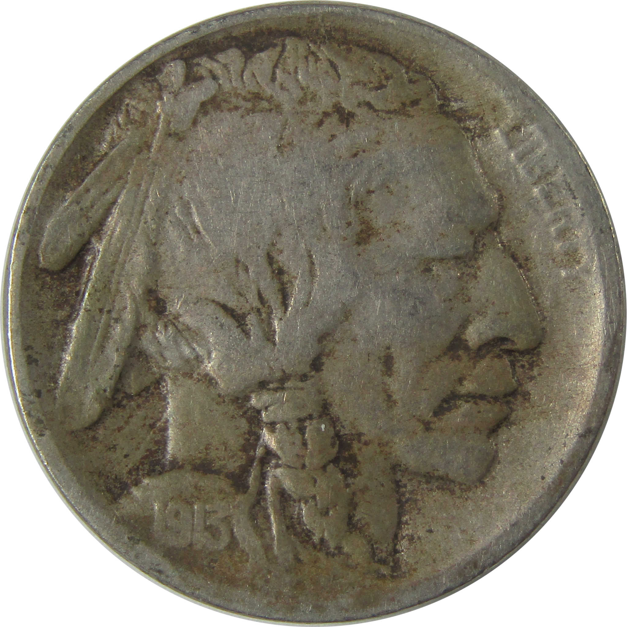 1913 S Type 1 Indian Head Buffalo Nickel F Fine 5c Coin SKU:I21025